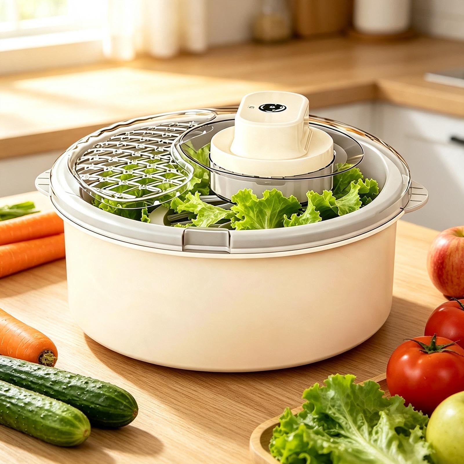 - & wascher Elektrischer - und -Wasch-Trockner | Elektrische Salatschleuder Für Salat Kopfsalat Beeren Spinat Essensvorbereitung Zuhause Küche Restaurant