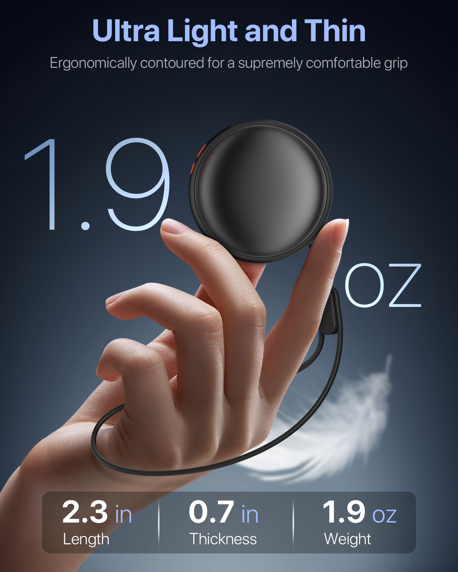 Pocket Size Hand Warmers Rechargeable 2 Pack,20Hrs Long Safe Heat,0.5S Instant Heating,Ultra Thin Electric Hand Warmers,5 Levels Heating Fits in Gloves, Hunting Camping Hiking Essentials