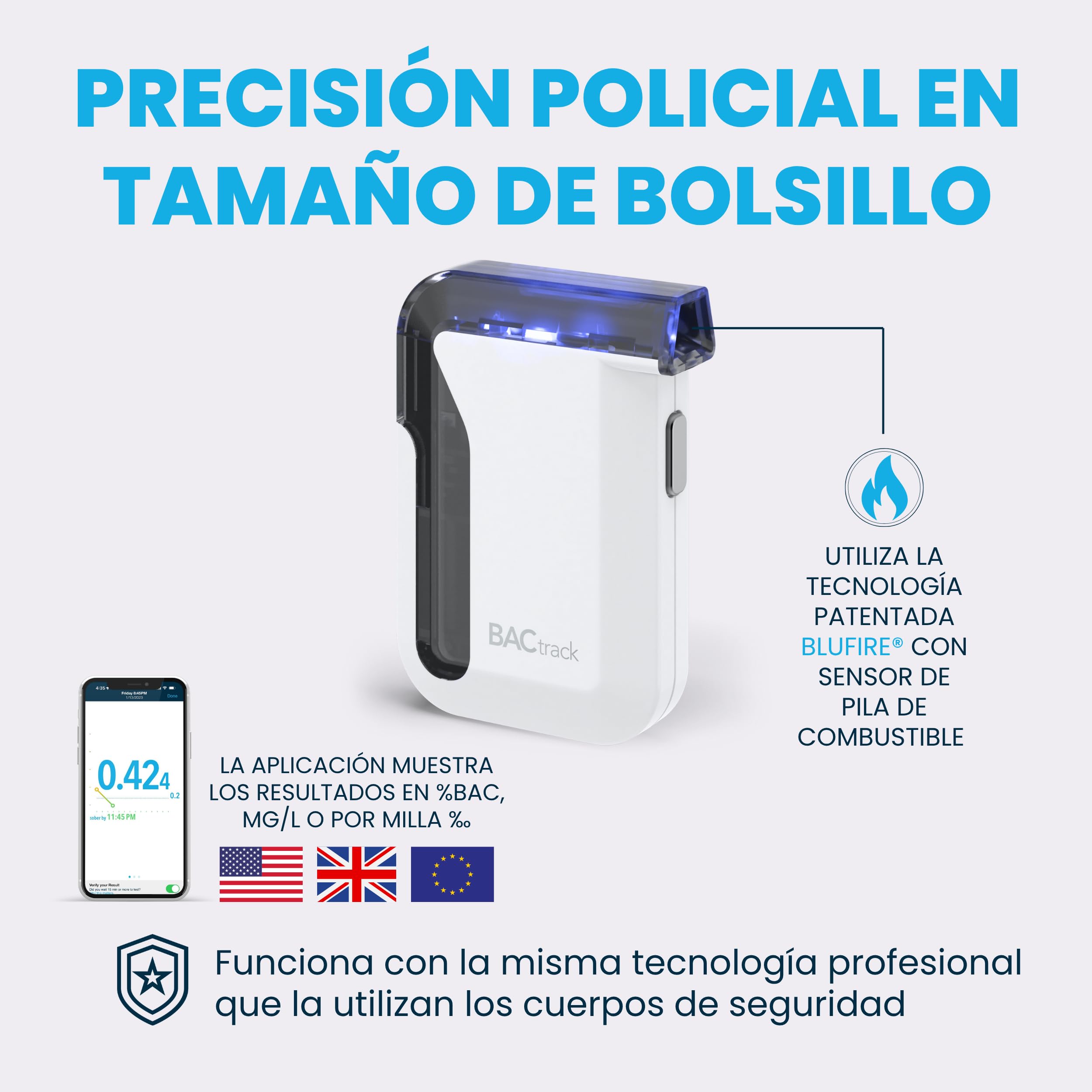 Alcoholímetro para smartphone BACtrack Mobile | Precisión de grado profesional | Conectividad inalámbrica con dispositivos Apple iPhone, Google y Samsung Android
