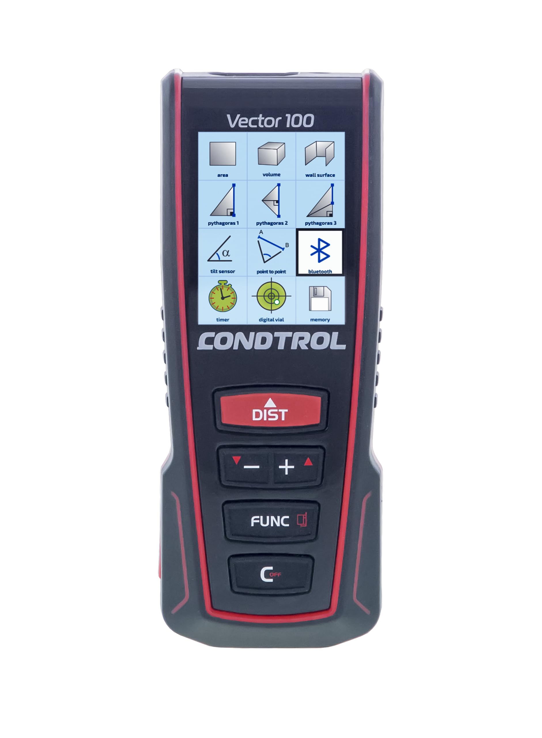 CONDTROL - Télémètre Vector 100 - Portée 0,05 à 100 Mètres - Mesure Précise Continue - Laser Rouge - Bluetooth - Garantie 2+1 Ans - Livré avec Accessoires