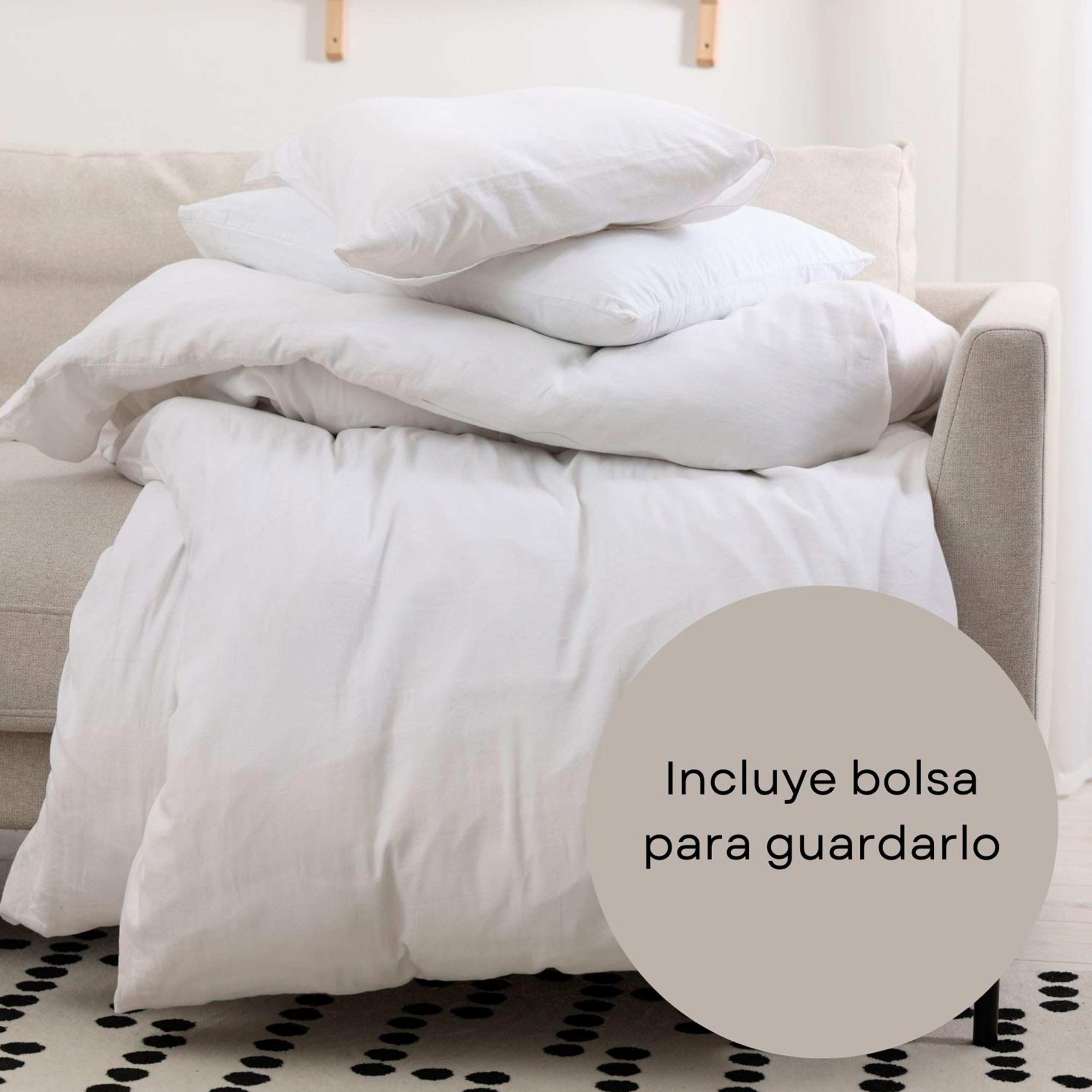 Donegal Collections Edredón Nórdico Cama 180/200-260x240 cm - Edredón Invierno 350 gr/m² - Relleno Nórdico Cama 180/200-4 Estaciones Fibra Tacto Plumón Acolchado - Fabricado en España