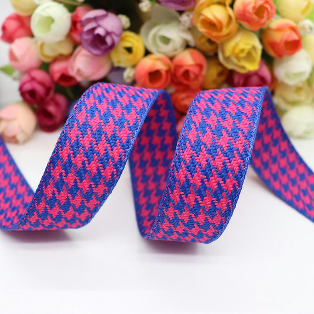 50 yardas 1 "25 MM/1,5" 38 MM cintas de grosgrain estampadas de enrejado de lino de algodón para lazos para el cabello DIY hecho a mano-2-25MM
