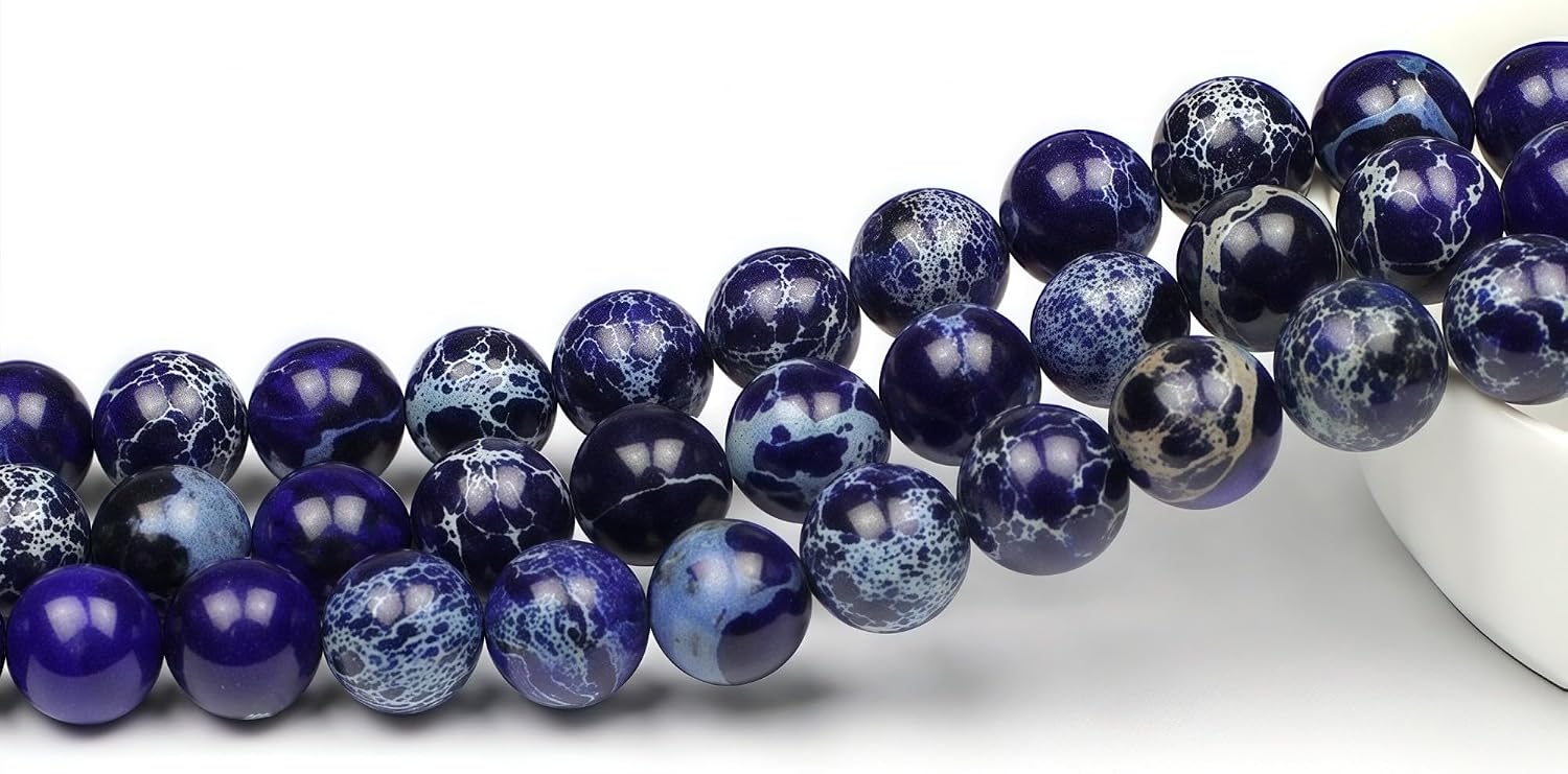 MJDCB 4mm Dark Blue Imperial Jasper Gemstone Beads Round Loose Stone Bead for Jewelry Making Bracelets Necklaces image 3