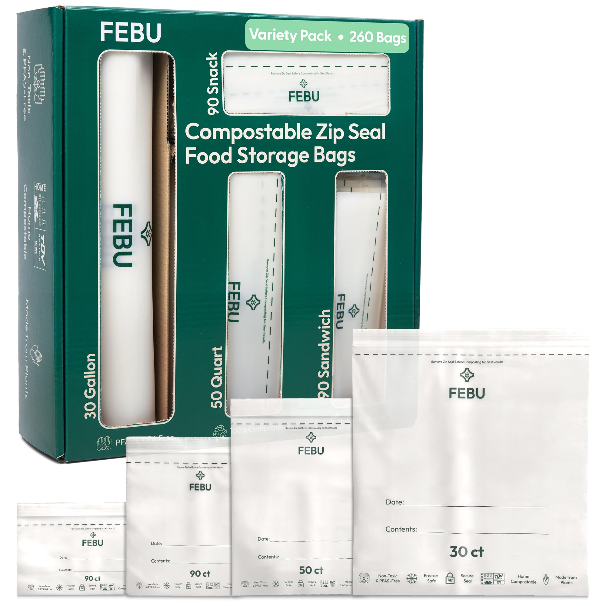 FEBU Compostable Food Storage Bags