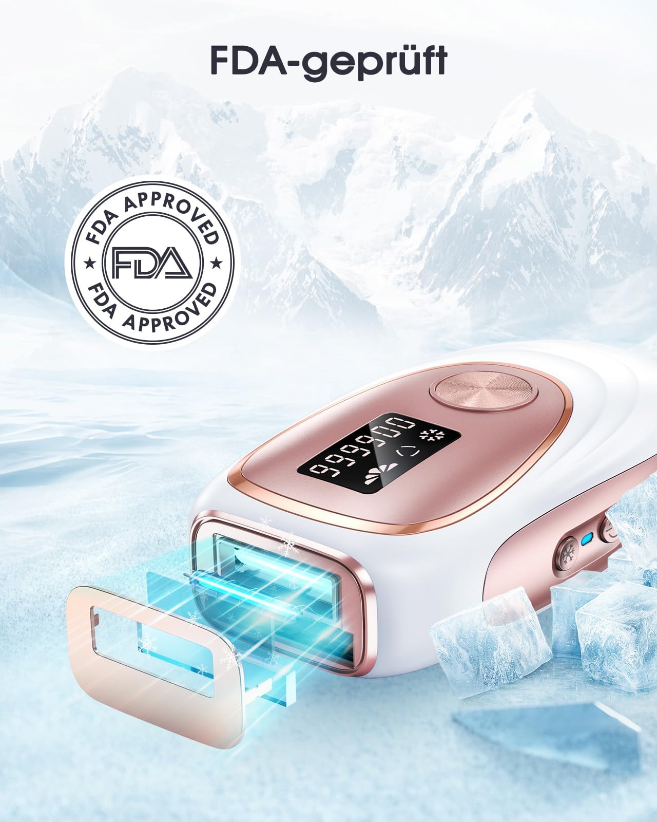 Haarlosy IPL Geräte Haarentfernung mit Kühlfunktion, 999,900 Lichtimpulse, 5 Energiestufen Schmerzfreie IPL Haarentfernung Laser Hair Removal für Frauen, Männer, Intimbereich, Körper und Beine - Rose