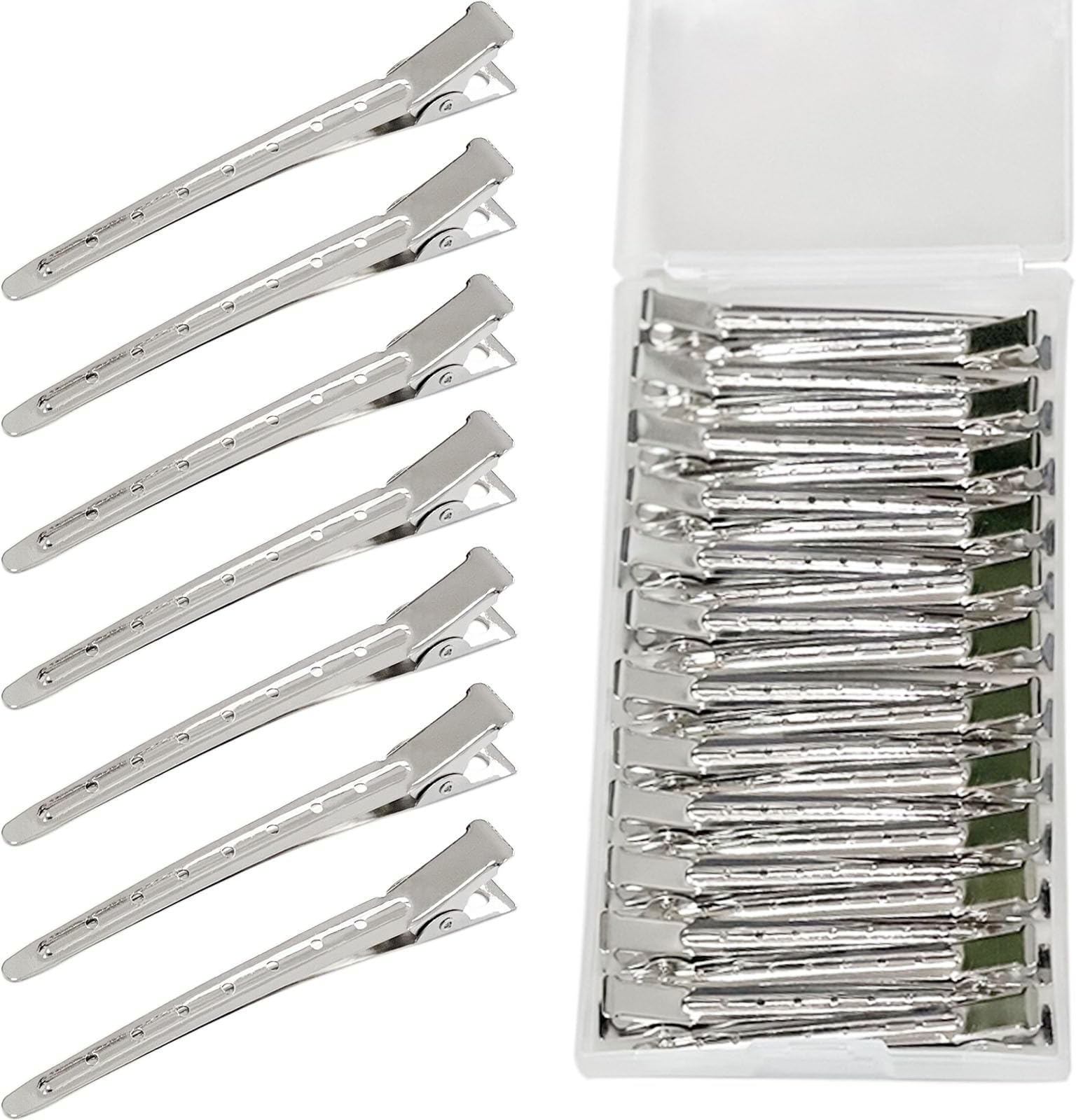 RENEWED Metal Styling Hair Clips, 24Pcs Silver Metal Duck
