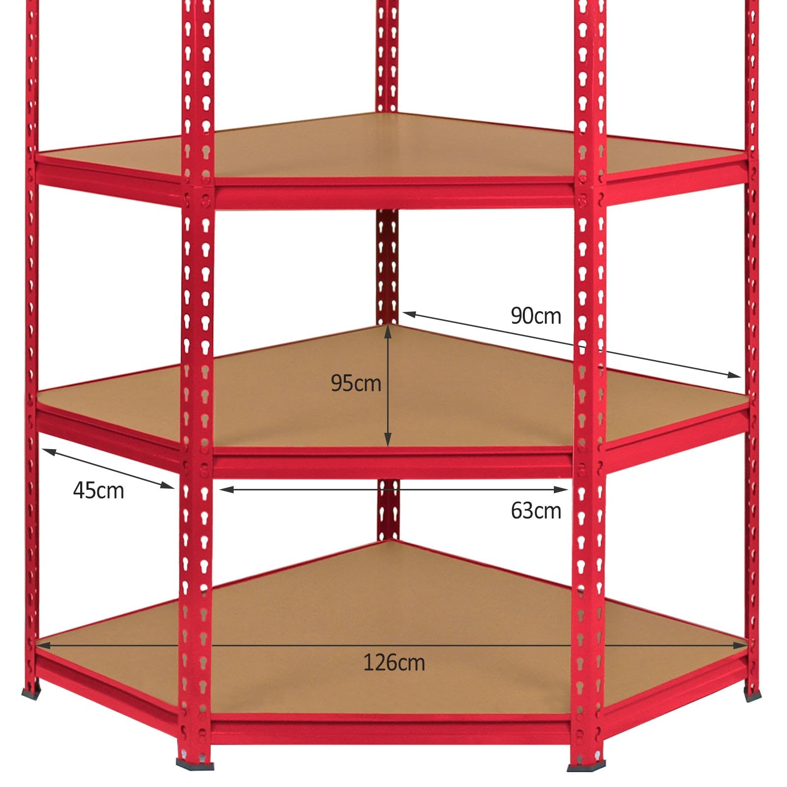 2 Estanterías Metálicas Rojas Z-Rax Sin Tornillos 90x45x183cm + 1 Estantería Esquinera Esquina Rinconera Metálica Roja Capacidad 360kg por Estante Almacenamiento Almacenaje Oficina Taller Garaje