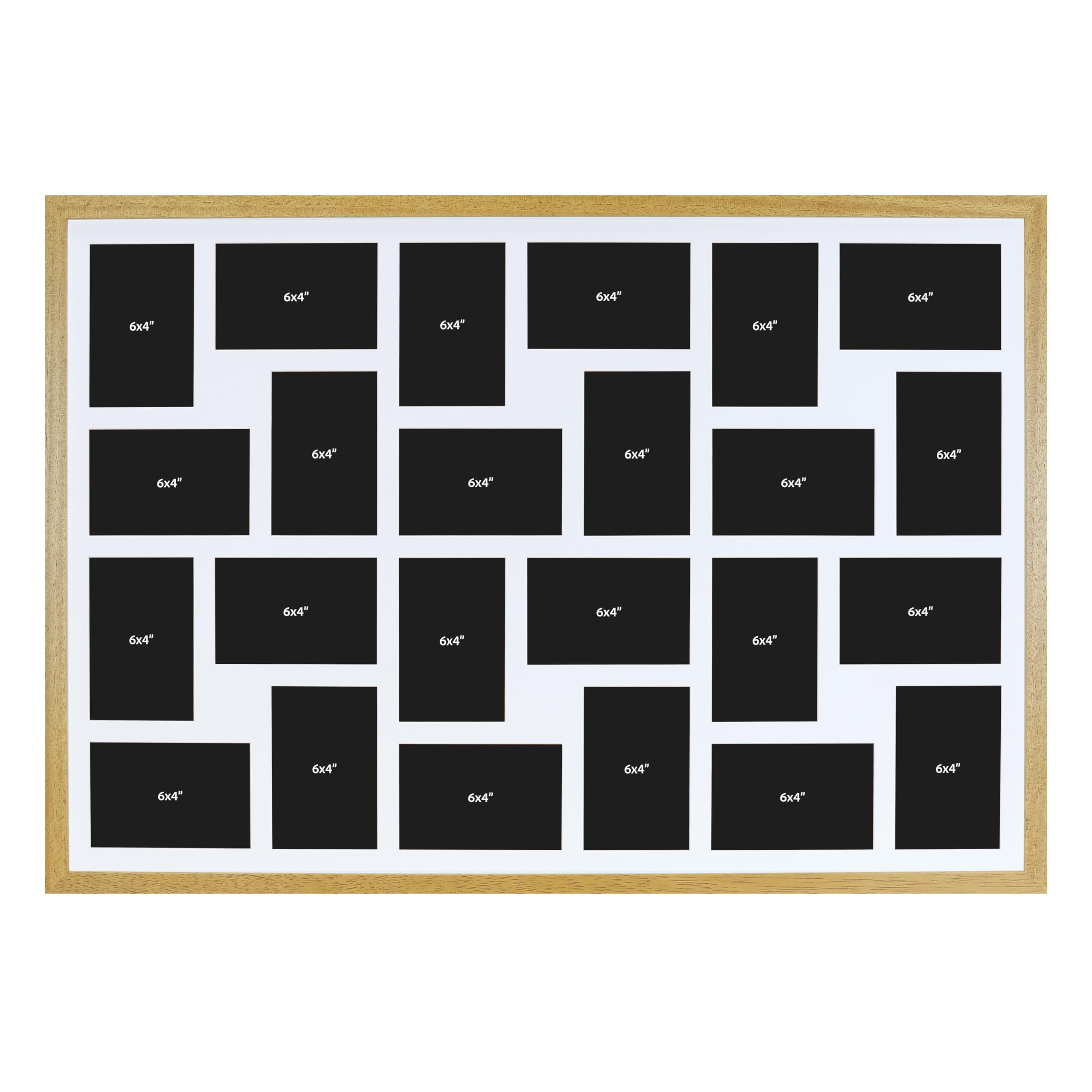 Boldon Framing Photo Frames Multiple Pictures Oak Collage Photo Frame for 24 6x4 photos -Large Multi Picture Frames for Wall Hanging - Neatly Display Lots of Photos In One Picture Frame — image 1