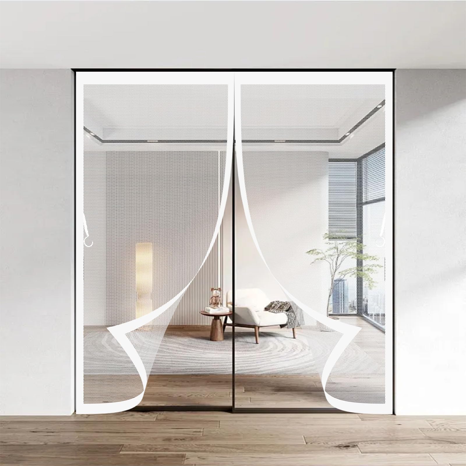 Zanzariera Porta Finestra 130 x 231 cm Zanzariere Porte Chiusura Automatica, Facile da Installare Tendina Magnetica per Zanzariera per Porte da Balcone, Cantine, Terrazze, Bianco