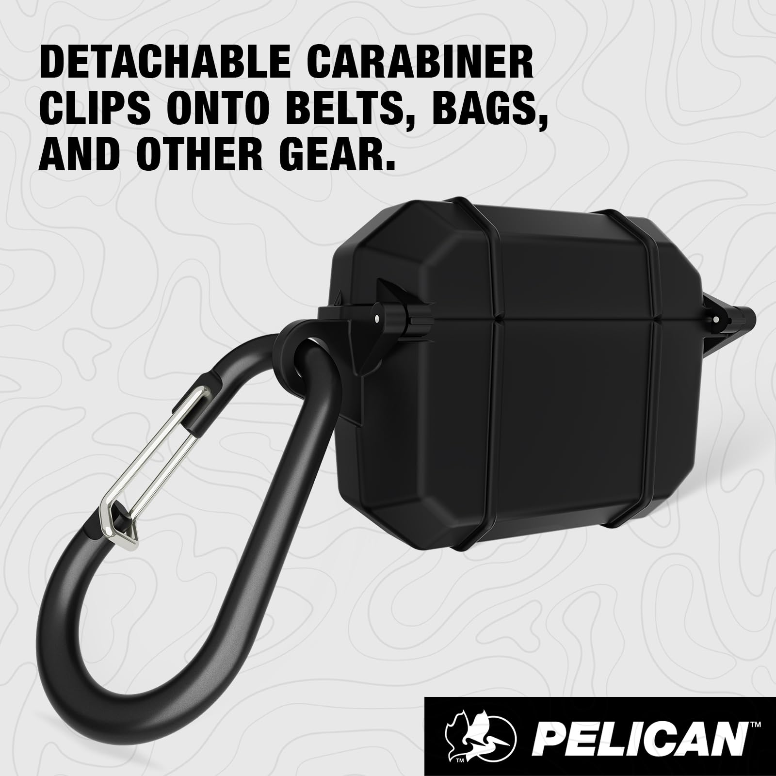 Pelican Marine Series - Custodia per AirPods Pro 3 con moschettone [compatibile con ricarica wireless] [protezione di grado MIL], custodia impermeabile IP68 resistente per AirPods Pro 3, colore nero