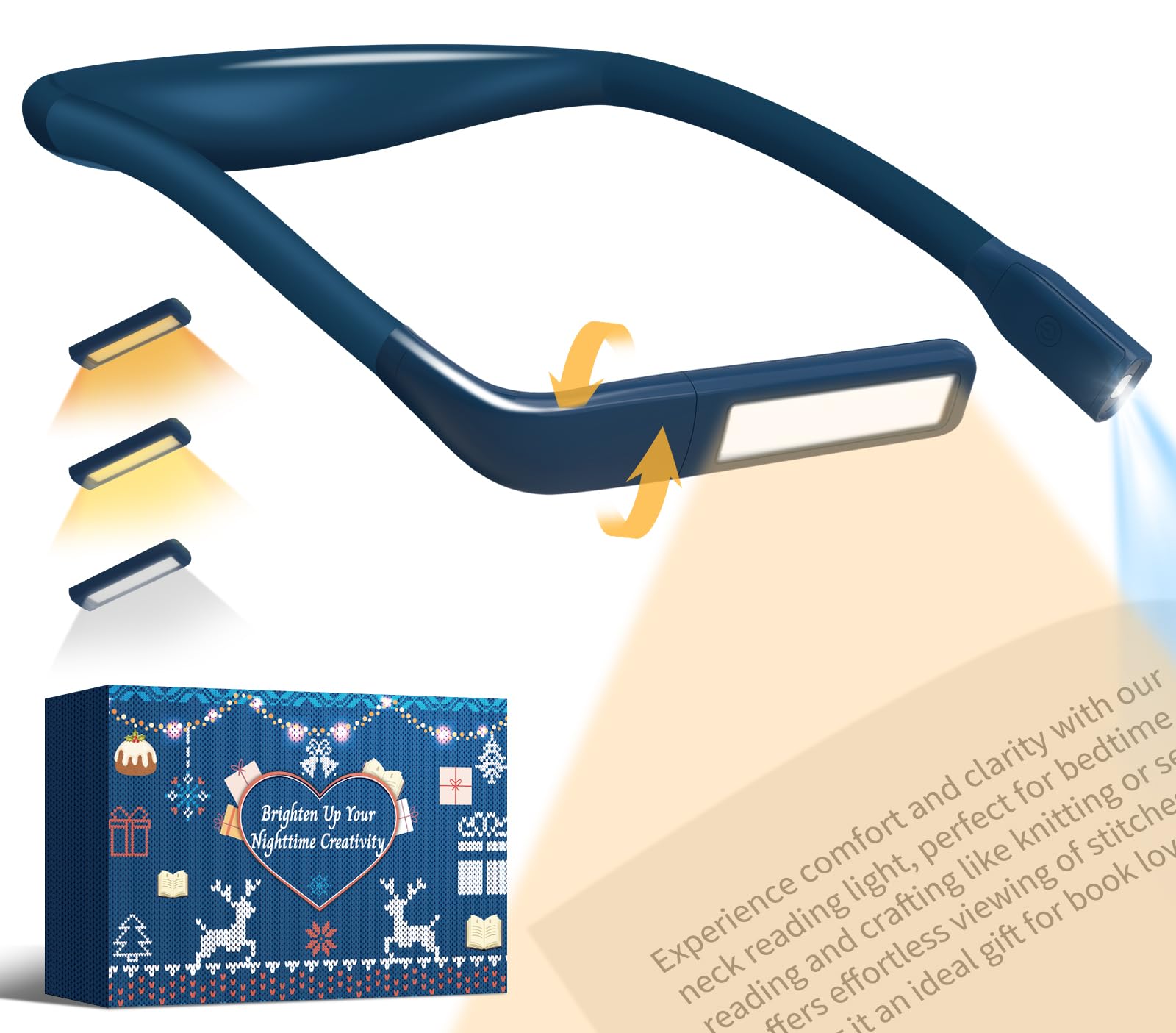 LEDBOKLI Lampada Da Lettura Ricaricabile Da Collo, 6 Livelli Di Luminosità, Luce LED 6500-7000K, Braccio Flessibile, Batteria Al Litio, Per Leggere, Lavorare A Maglia, Riparare, Nero - 5