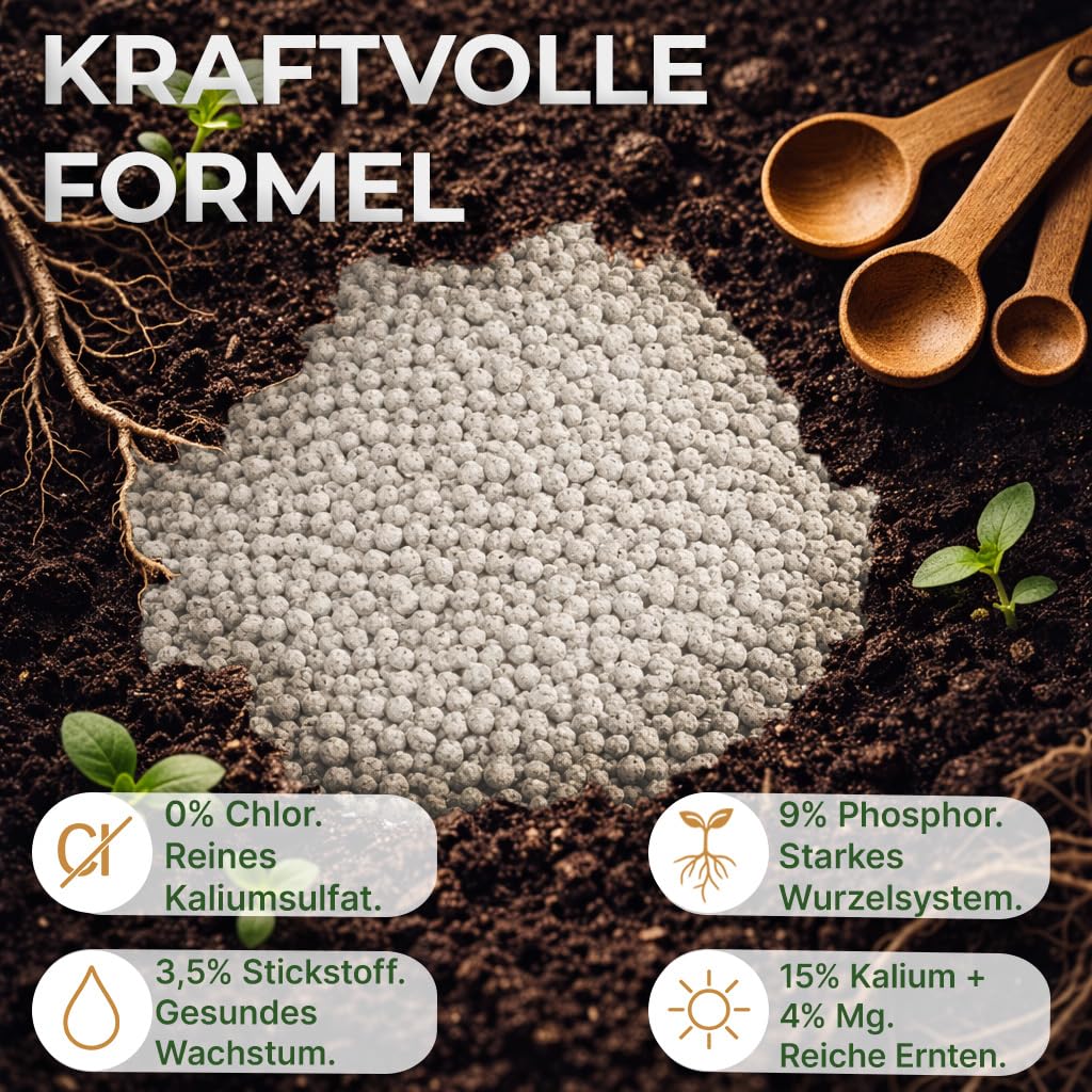 GiDeli Gemüsedünger Chlorfrei 25 kg Granulat NPK mit Magnesium