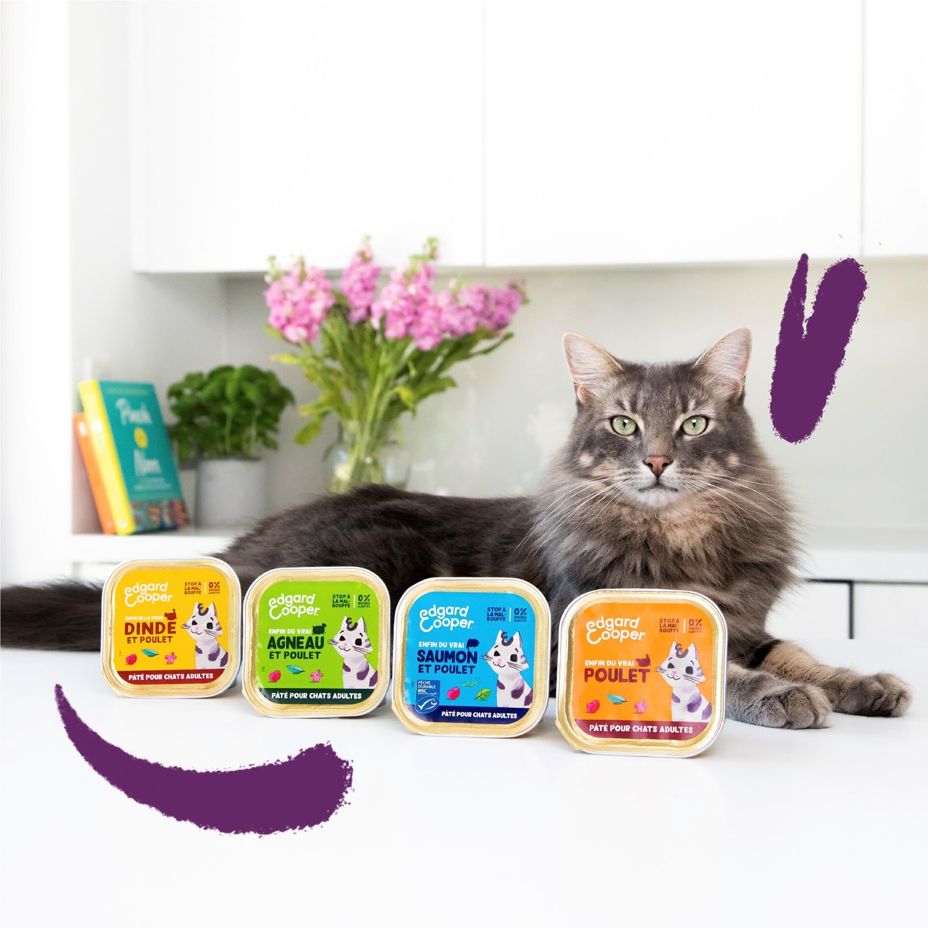 Edgard & Cooper Pâtée Pour Chat, Multipack, (Poulet/Saumon/Dinde/Agneau 8 x 85g), pour Chats stérilisés ou Actifs, Viande fraîche avec ingrédients naturels