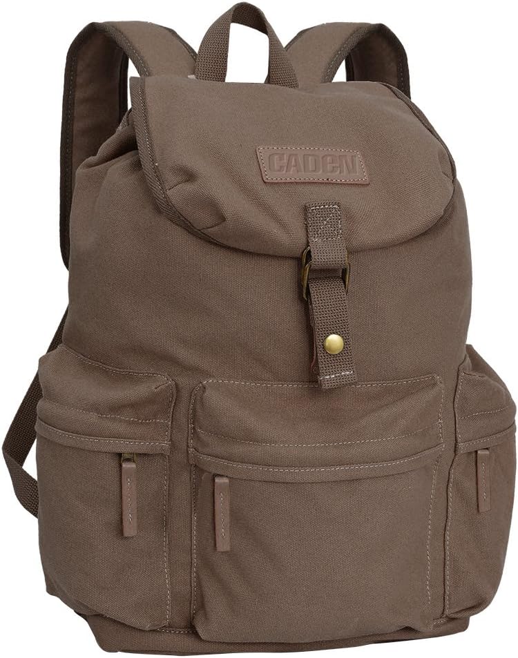 CADeN Camera Backpack Waterproof Vintage Canvas Camera Bag Case for DSLR Mirrorless SLR Cameras Lens Laptop Photography Men Women Coffee