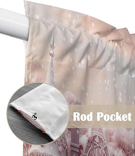 Miniatura 6 de Cenefas de Navidad rosas para ventanas, castillo de Navidad, cortinas de ventana de cocina, cortinas sobre el fregadero, cortinas de invierno con