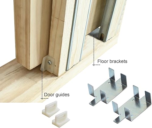 Miniatura 5 de DIYHD Kit de marco de puerta corrediza de 36 x 96 pulgadas para pared de pernos de 2 x 4, accesorios de marco de puerta interior ocultos, ajuste de