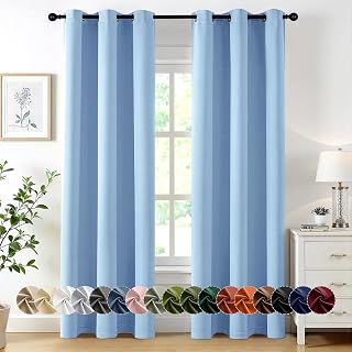 MIULEE Blackout Curtains for Bedroom 2 Panels 40 x 84 Inch Long Sky Blue