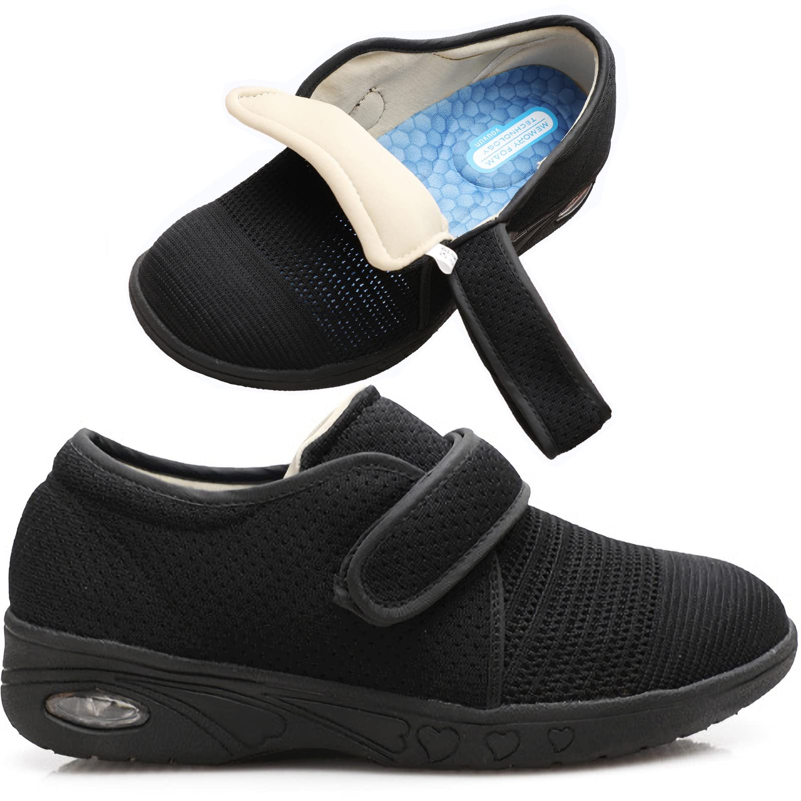 youyun Women's Diabetic Shoes Width X-Wide Shoe for Elderly Women Adjustable Closure Breathable Lightweight Non Slip for Swollen Feet Edema Widening