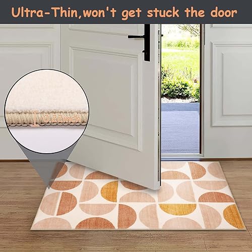 Miniatura 5 de Lahome Alfombra bohemia para pasillo, alfombra lavable de 2 x 8 pies, antideslizante, con parte trasera de goma, alfombra geométrica ultrafina para