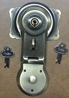 Antique Brass Trunk Lock with Keys Chest Steamer Vintage Box Old Restore Buckle Fancy Decorative