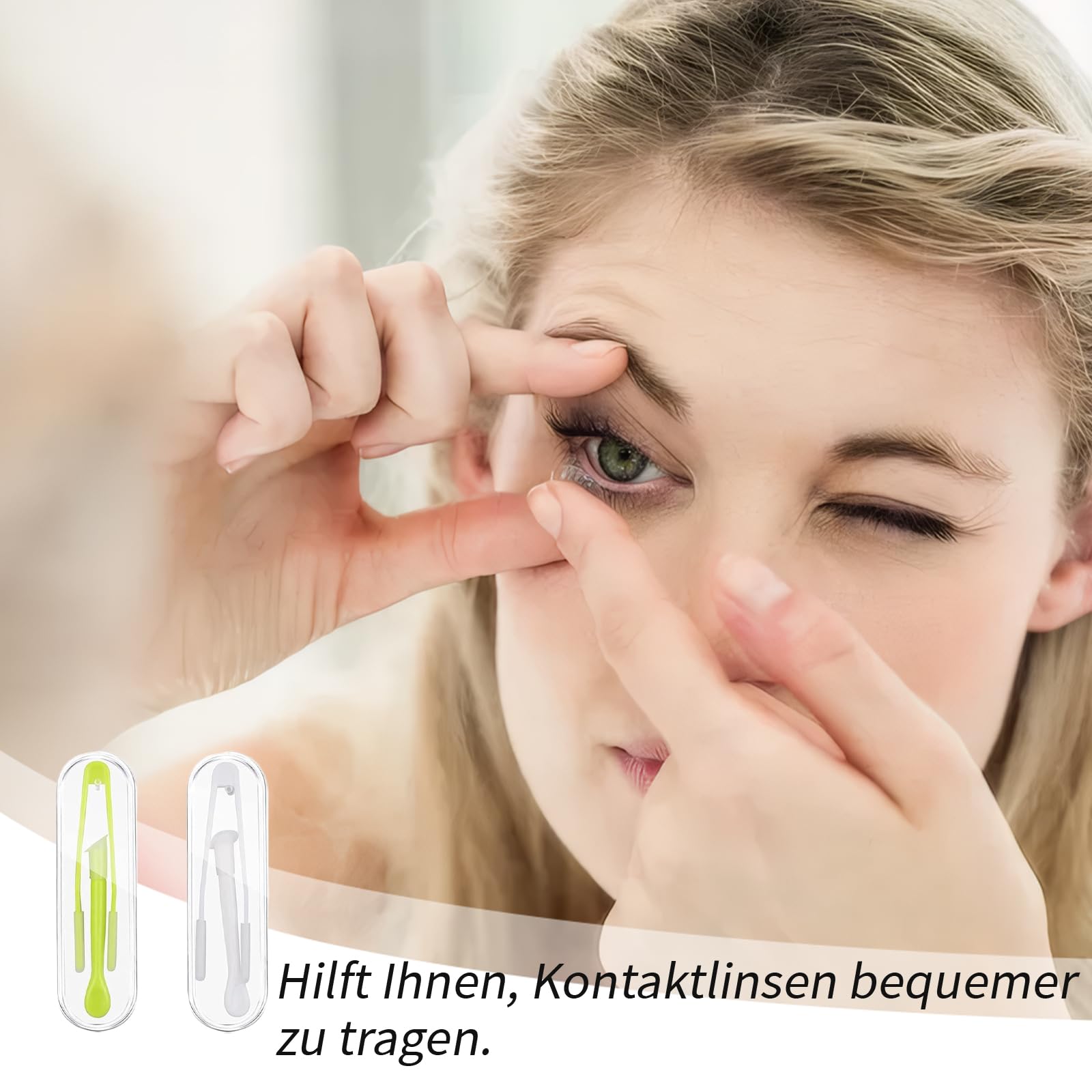 MAEXUS 5 sztuk pęsety do soczewek kontaktowych, pomoc w zakładaniu soczewek kontaktowych, w zestawie przyrząd do usuwania soczewek kontaktowych i przyssawek do soczewek kontaktowych, przenośne