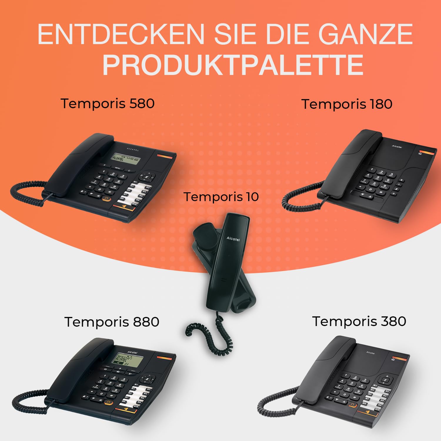 ALCATEL Temporis 380 PRO - Festnetztelefon für den professionellen Einsatz - Freisprechfunktion - Anrufanzeige - Lautstärke regelbar - Wahlwiederholung-/Stummtaste -10 direkte Speichertasten - Schwarz