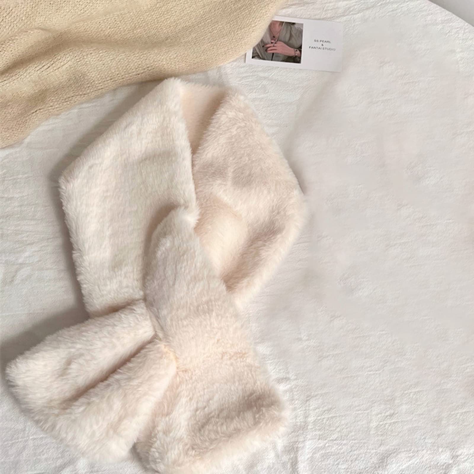 Bufanda polar Niña, Bufanda Para Niños, Bufanda Infantil Navideña, Bufanda Unisex Para Niños, Viajes de Invierno Bufanda Cálida, Bufanda Suave y Caliente con Anillos Insertables, Beige, 75 x 10cm