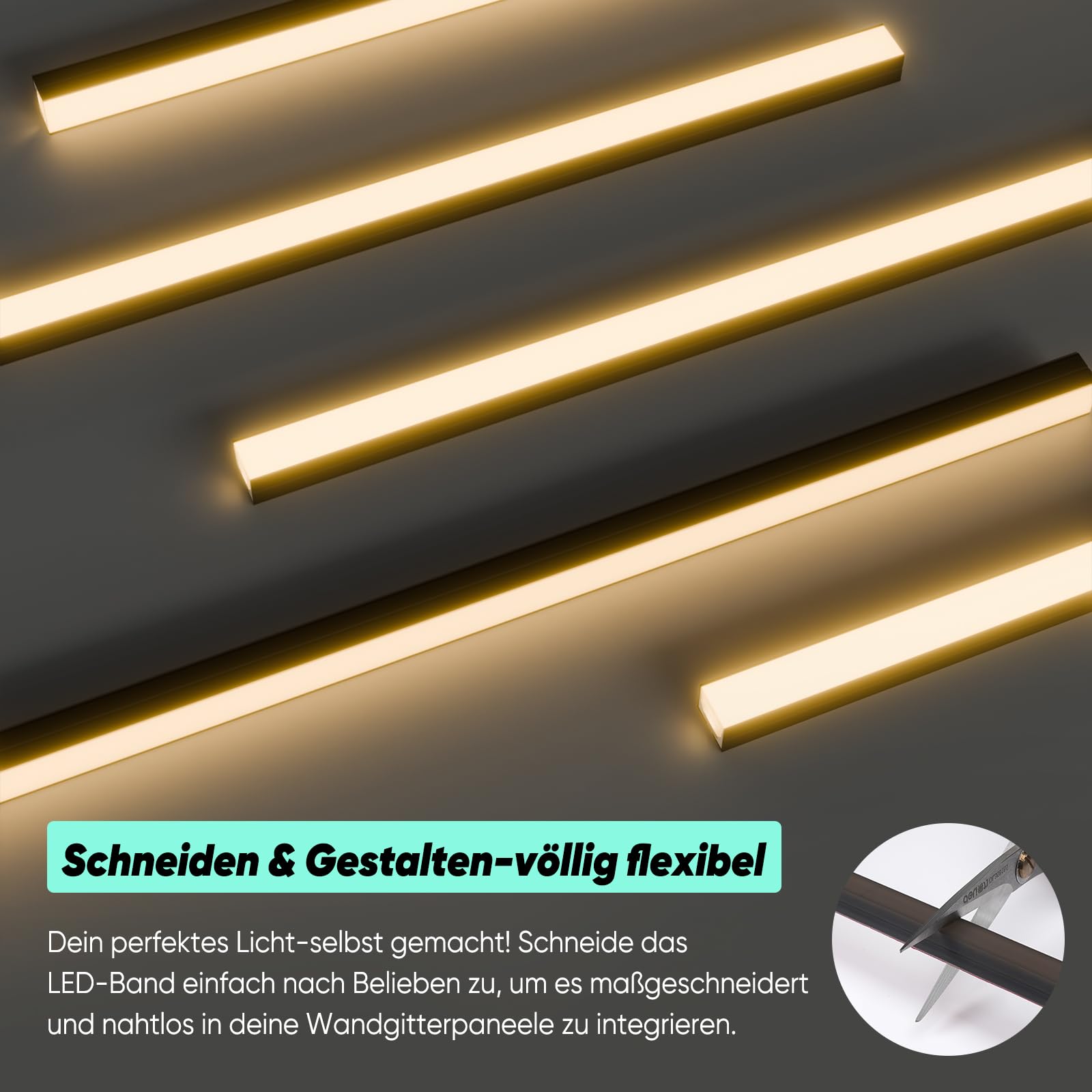 GZBtech Striscia LED per pannelli acustici con telecomando, 3 m x 2P, flessibile, tagliabile, 3000 K, bianco caldo, dimmerabile, IP67, impermeabile, autoadesiva, per pannelli acustici, scaffali