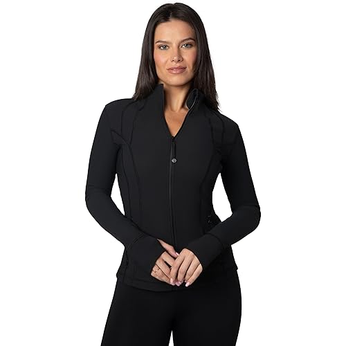90 Degree By Reflex Full Zip Running Track Jacket Lightweight Athletic Slim Fit Jacket with Thumbholes