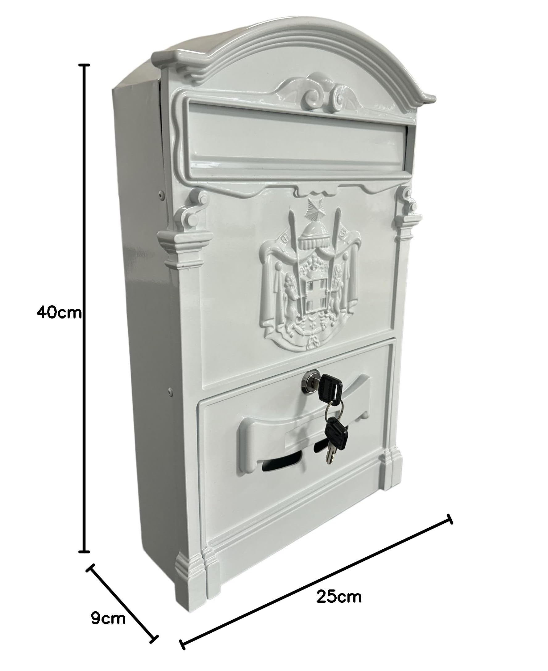 Cassetta Postale Elegante in Alluminio Verniciato 255x88x405H mm Bianco per Esterno