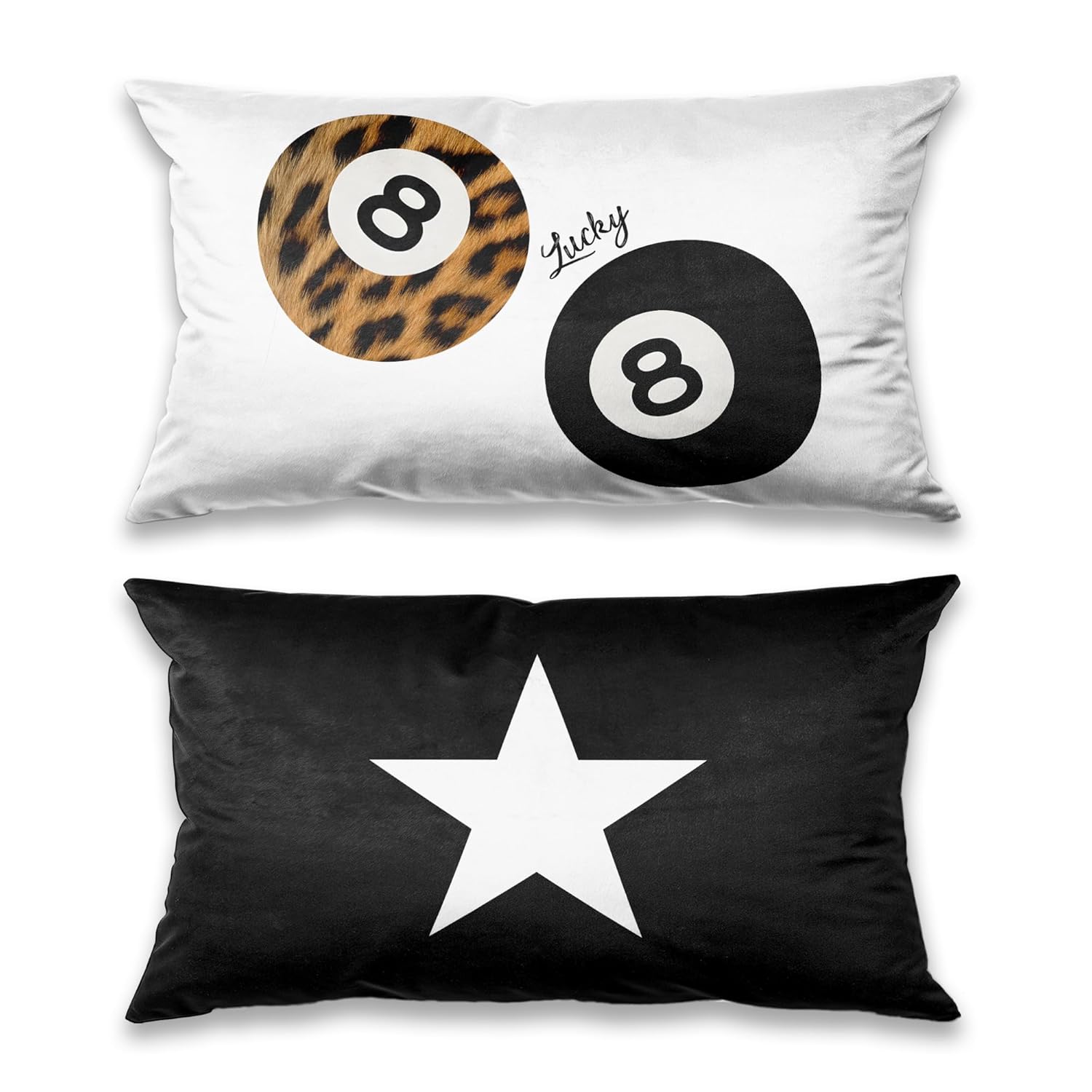 TopXmai Preppy Y2K 8 Ball Trendy Leopard Star Print Pillow Covers 20x12 Set of 2 Funky Y2K Coquette