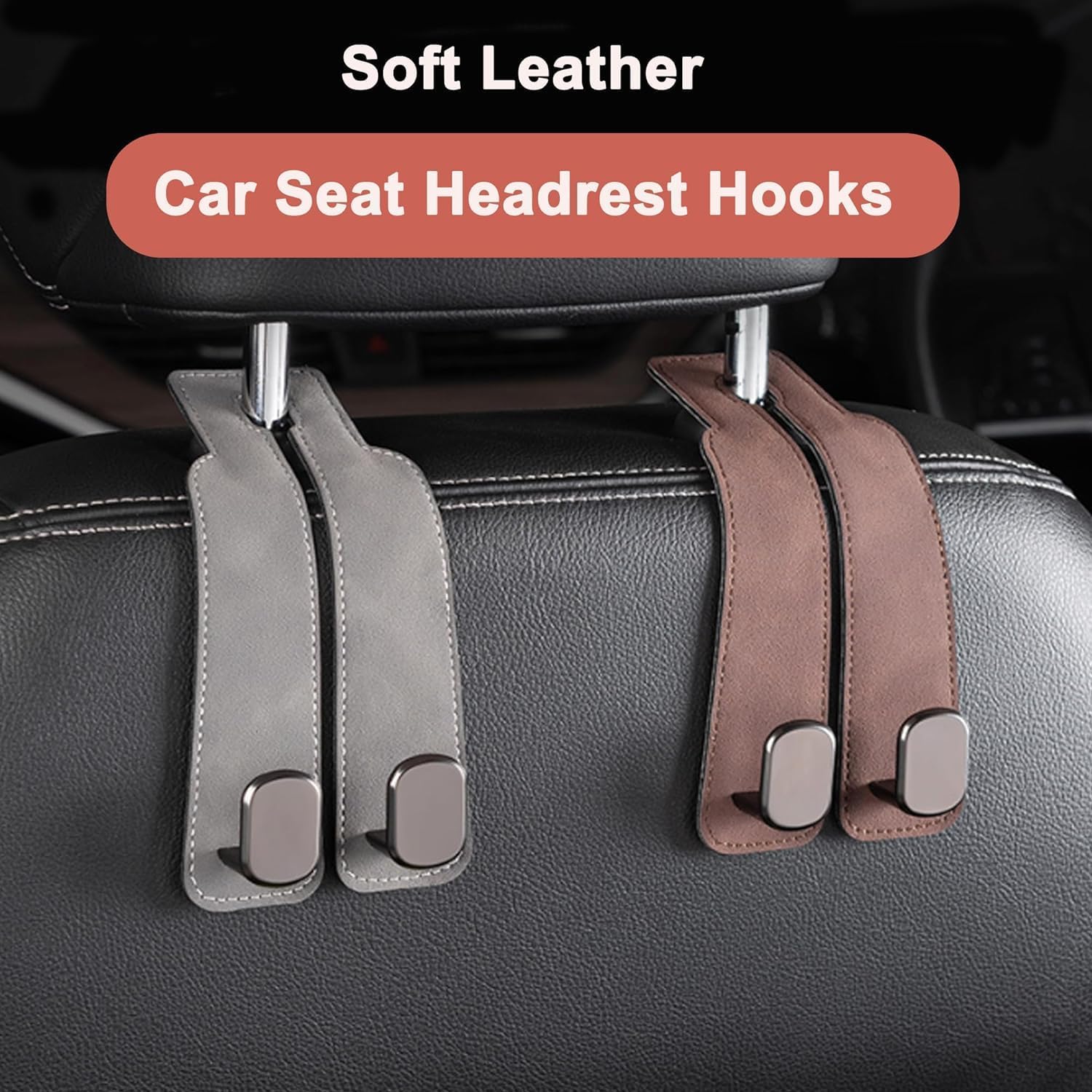 Amelity Car Headrest Hooks, Purse Hook for Car 4 Pack Black image 3