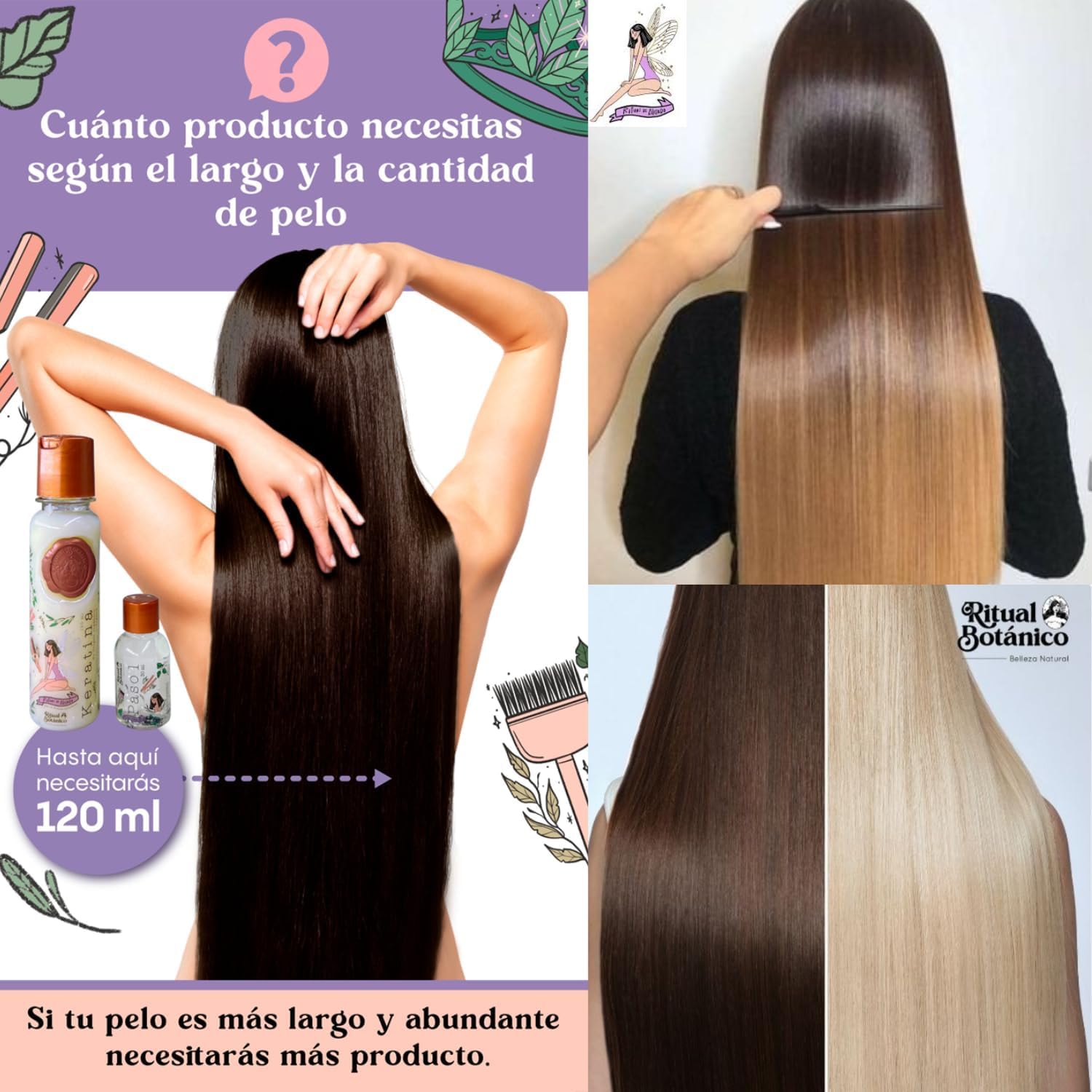 Ritual Botanico Keratina Orgánica | Treatment to Straighten, Repair and Relax Hair | All Natural, Organic & Vegan Ingredients | Product of Colombia| Keratin Large, 1 Liter With applicator brush