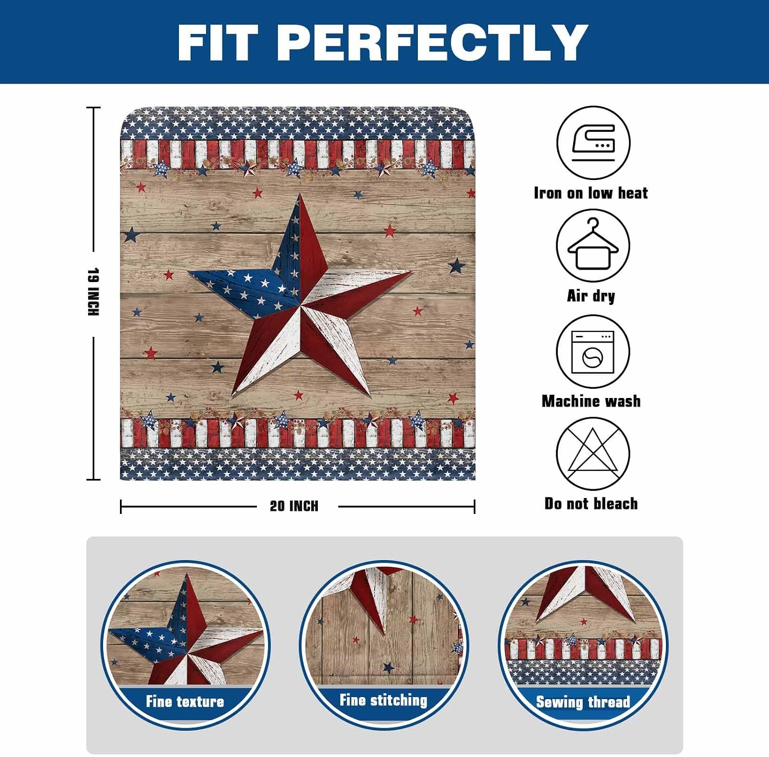 250 Anniversary USA Flag Chair Covers - 4 Pcs Dining Room Chair Back Cover, American Star Red Striped Chairs Slipcovers Removable Chairs Protectors Covers for Kitchen/Banquet/Party 19"x20"