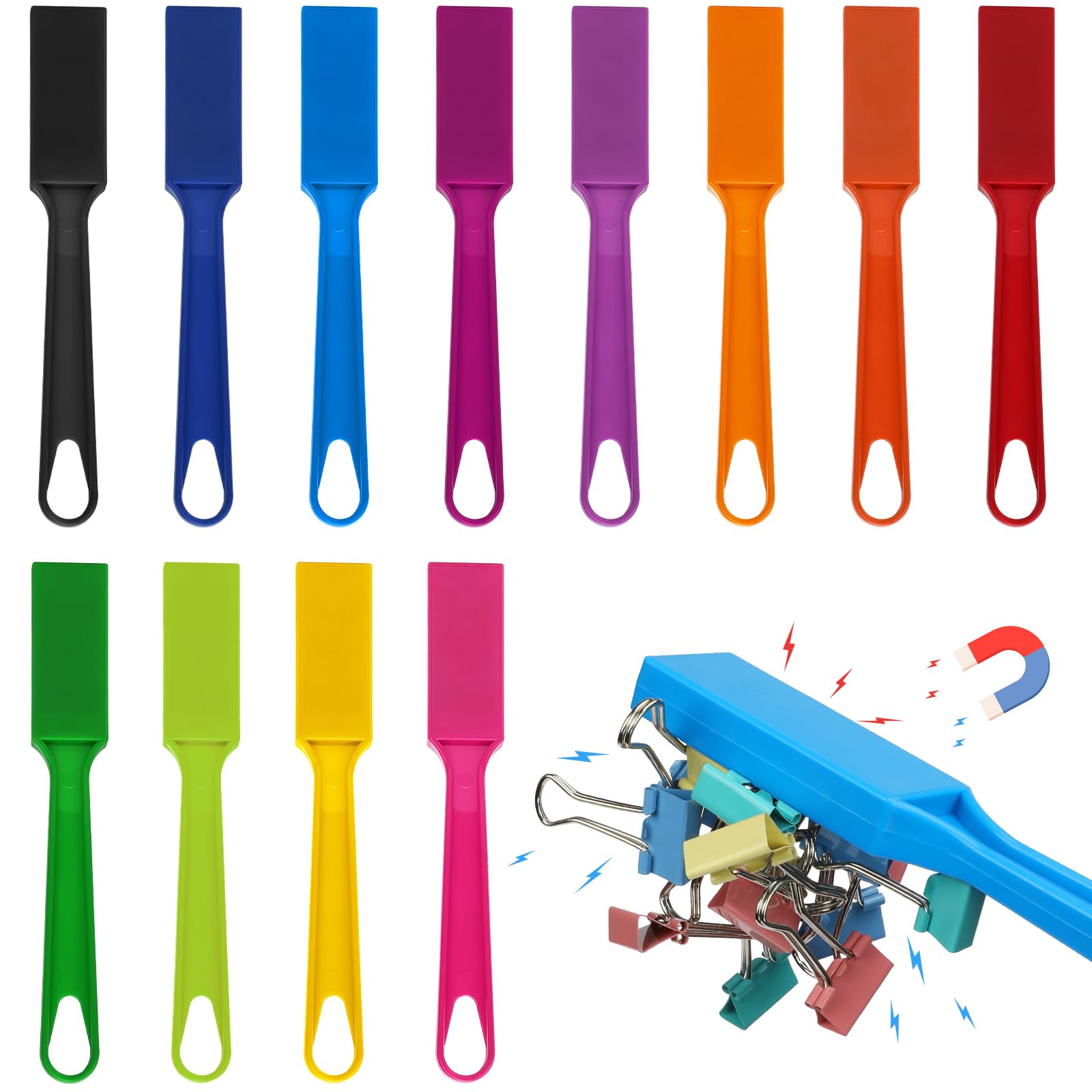 SAYAYA 12 PCS Magnetic Bingo Wands 7.87 Inch 12 Colors Magnet Sticks for Bingo Chips, Family Game Night, Science Learning, Counting Activities, and