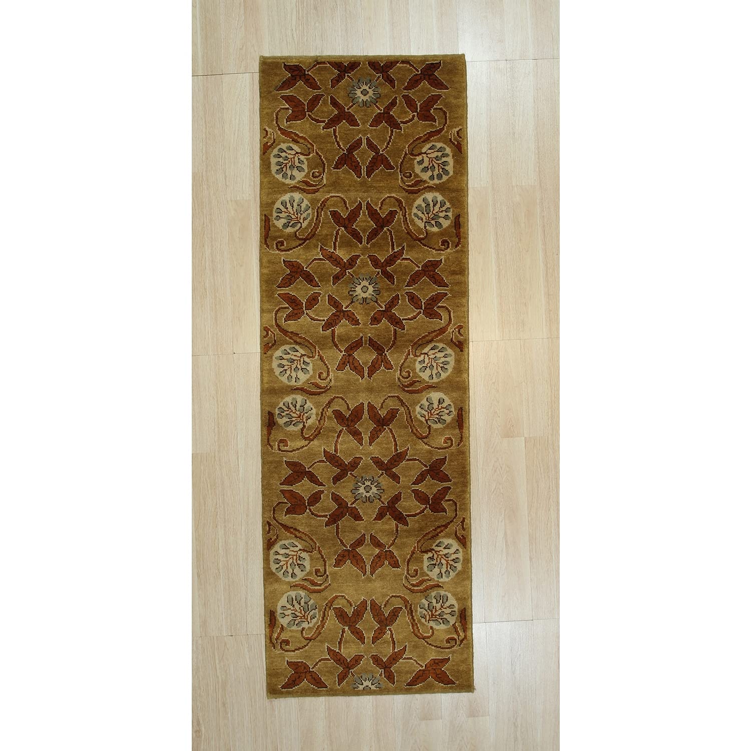 EORC Handmade Mohair Brown Trasitional All Over Ningxia  Rug, 2'9 x 10