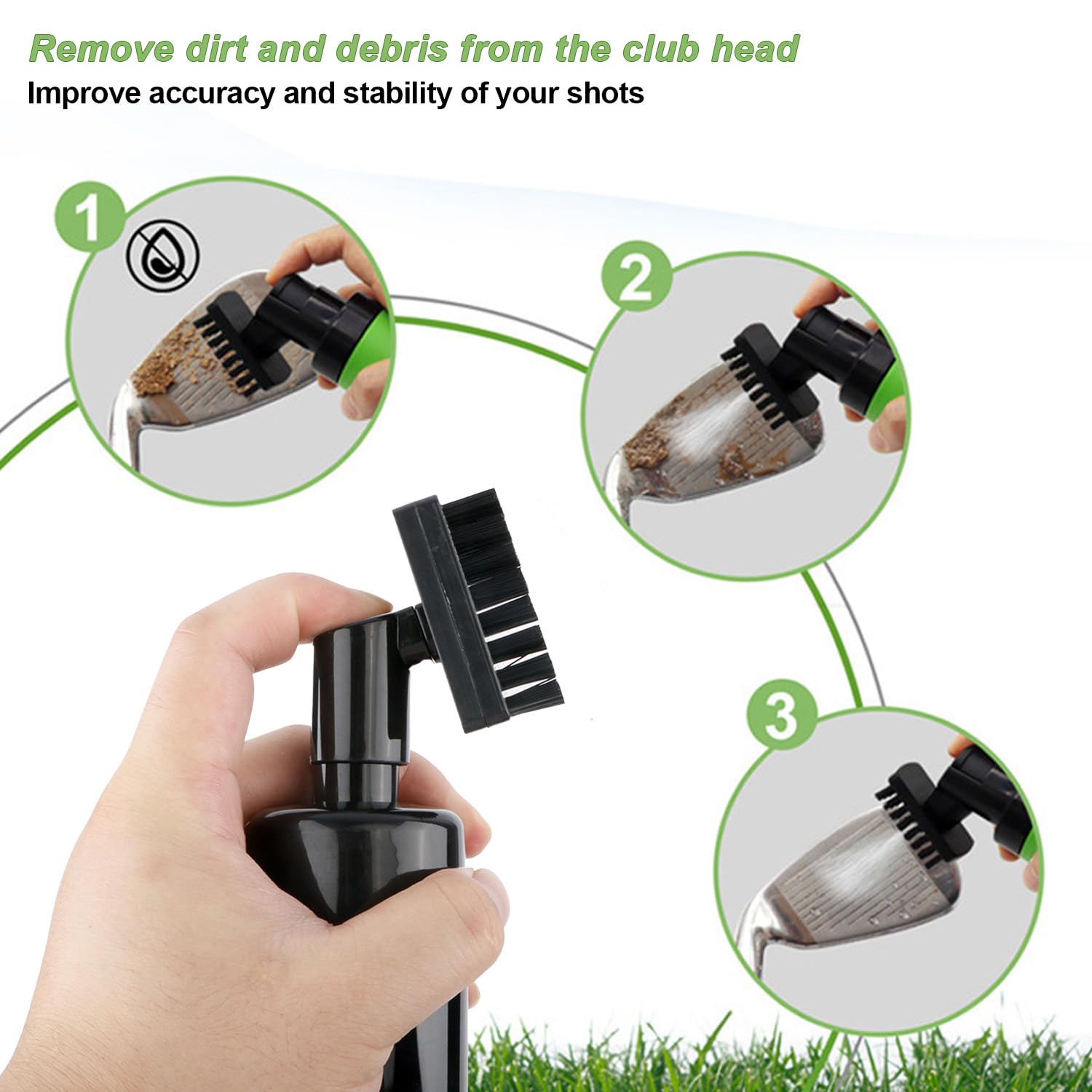 Cepillo para Palos de Golf con Chorro de Agua, Limpiador de Ranuras, Limpieza Húmeda, 150ml