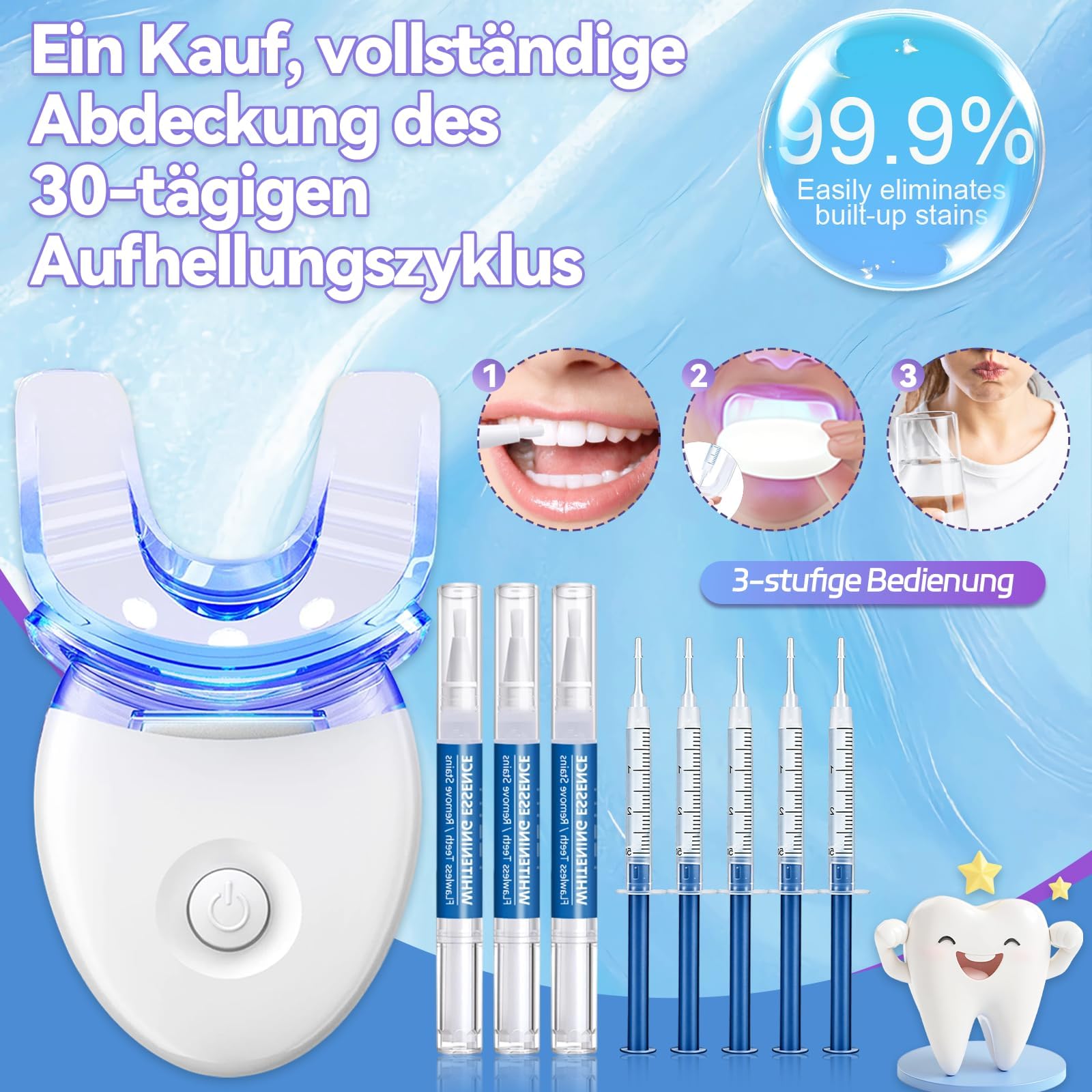 Zahnaufhellung Bleaching Set,Bleaching Gele & Zähne Bleaching Stift,Teeth Aufhellung Gel,Effektives Zahnbleaching für weiße Zähne,Flecken Entfernen
