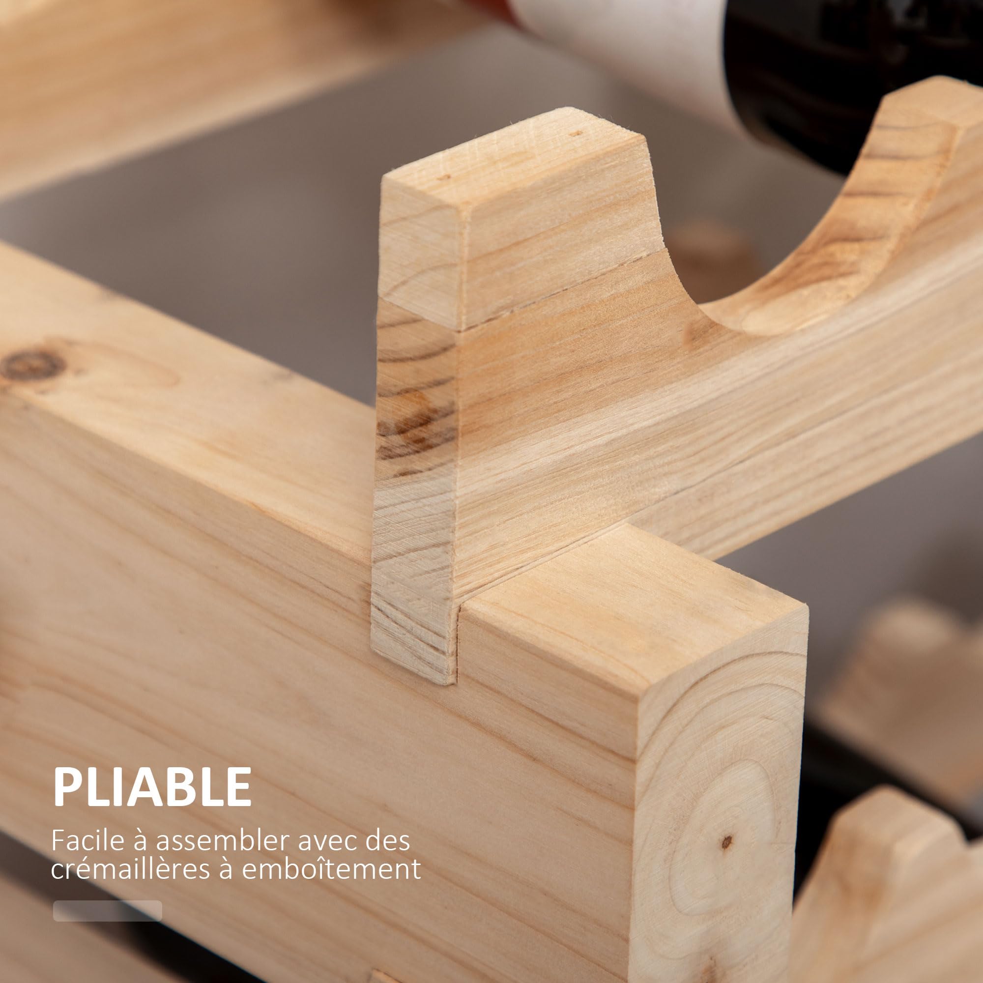 HOMCOM Botellero para 96 botellas, botellero con 8 niveles, modular y apilable, botellero de abeto macizo, para bodegas, bares, sótanos, 114×28×113,5cm, madera natural