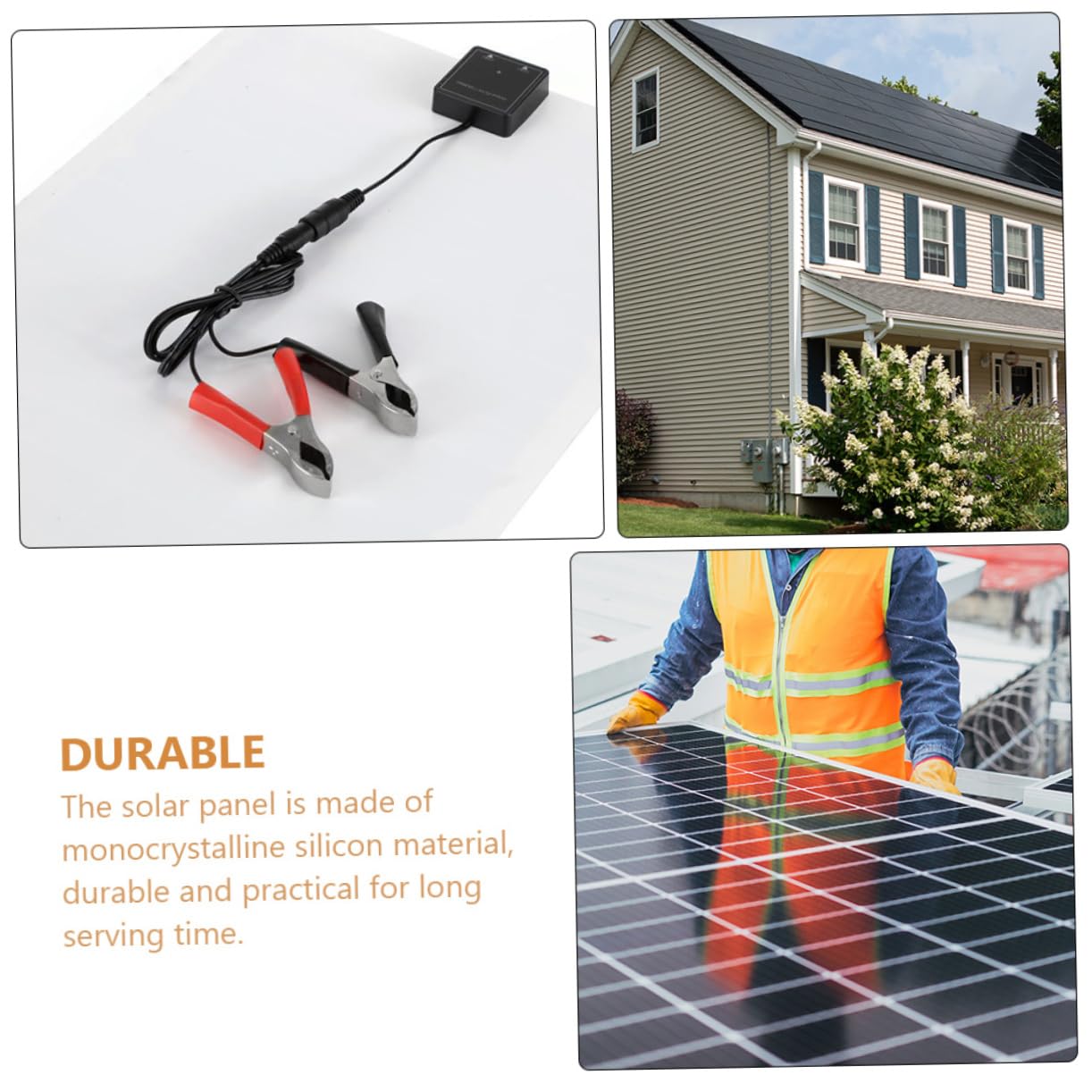 BESPORTBLE 1juego Panel Solar Usb Doble Puerto Cargador Solar Portátil Para Automóviles y Campers Resistente Altas Temperaturas y Condiciones Climáticas Adversas