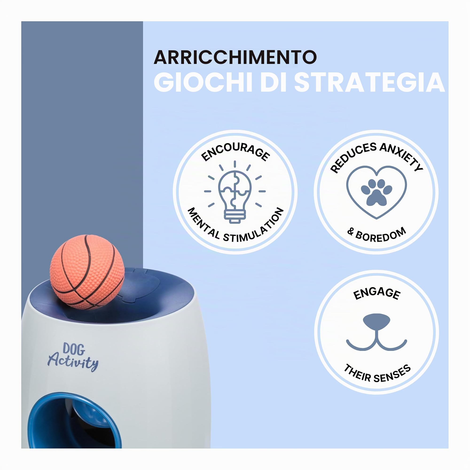 TRIXIE Ball & Treat – Giocattolo intelligente per cani – Distributore di croccantini tramite inserimento della pallina – Gioco di riporto – Per snack fino a 15mm – Con pallina inclusa(ø6cm) – ø17×18cm