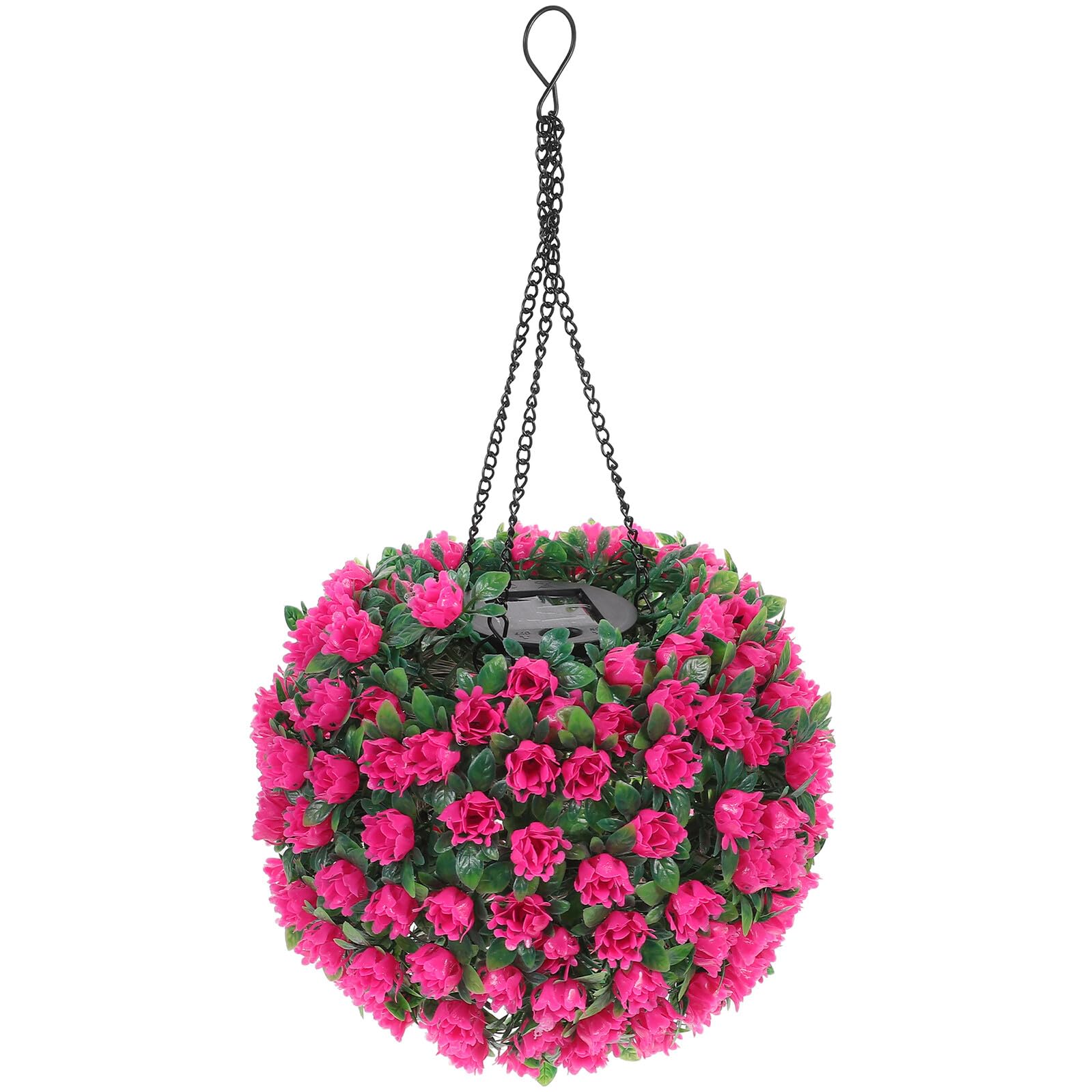 Kisangel LED Solarleuchte Hängend Rosa Blumenkugel aus Kunststoff und Eisen mit Realistischer Struktur und Starker Aufhängung für Garten und Hochzeiten