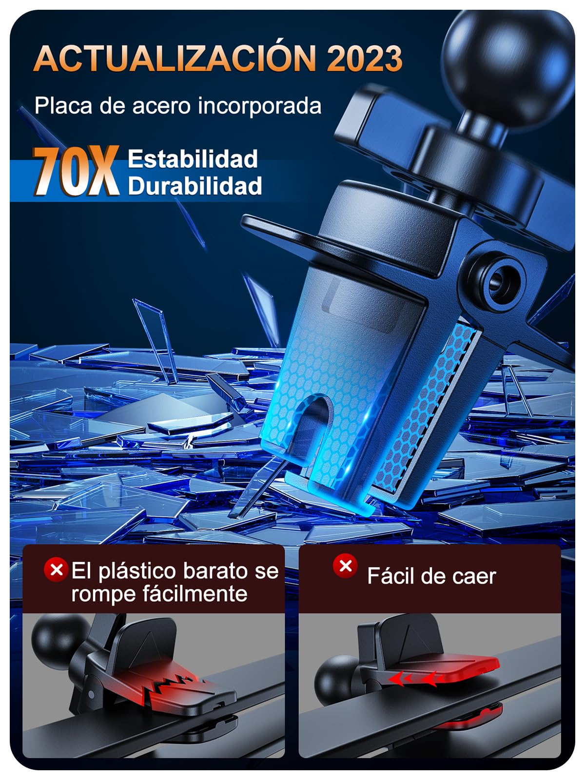 Auckly Cargador Inalámbrico Coche de 15W, [Agarre Automático 270°], Soporte Movil Coche Cargador, Rejilla de Ventilación, para iPhone 11 12 13 14 15 16 & Samsung S22 S23 S24, Carga Rápida, Negro