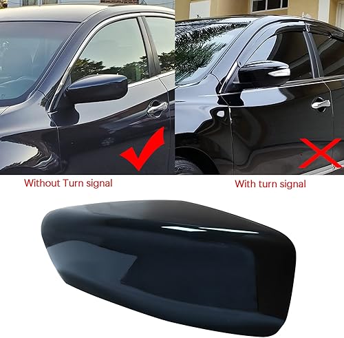 Miniatura 3 de Cubierta de espejo retrovisor lateral negro brillante compatible con Nissan Altima 2013-2018 sin luz intermitente