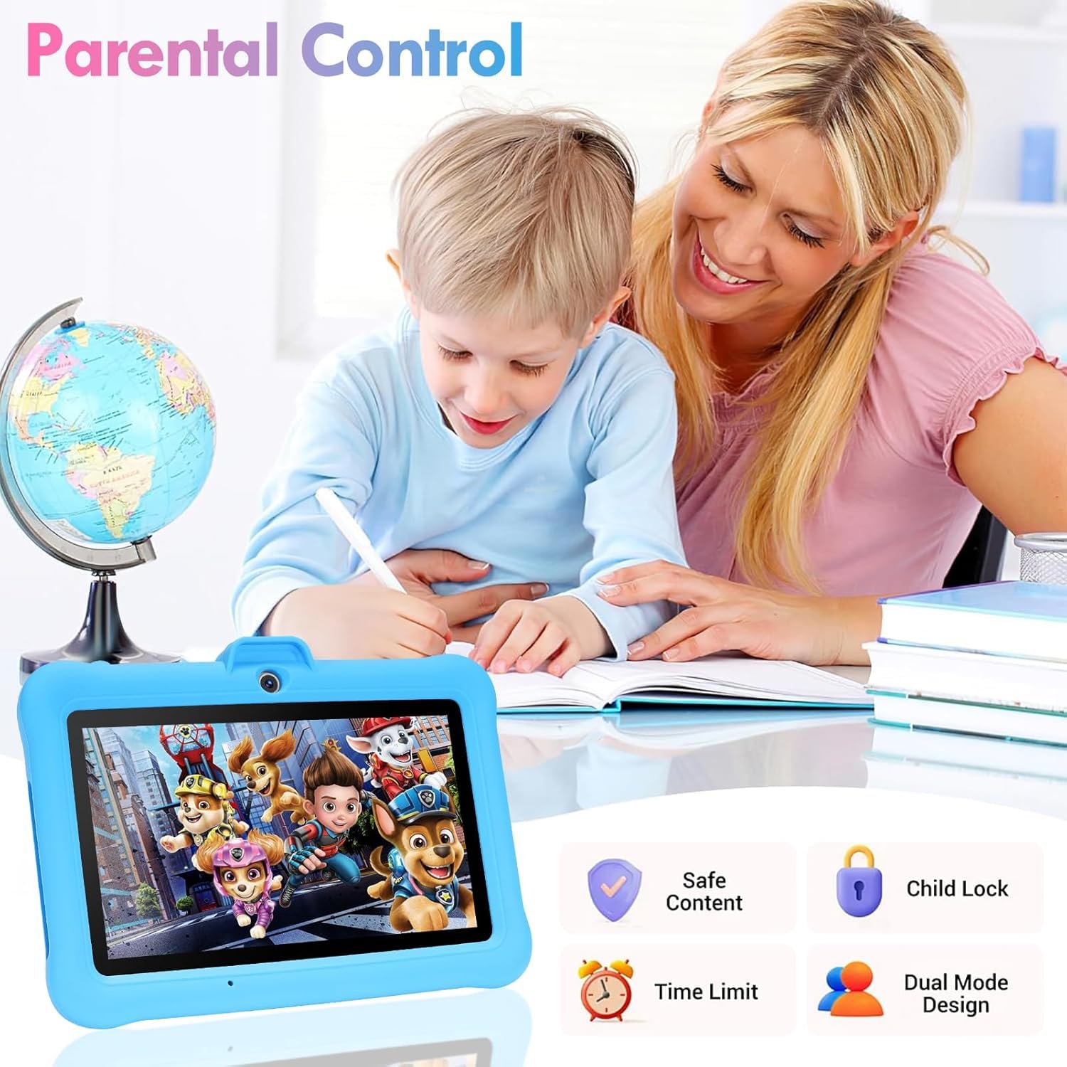 TABTIVI Tablet per bambini 7 pollici Android, 8(3+5) GB RAM, 64GB ROM(TF card 128 GB), Google GMS, App per Bambini Preinstallata, Kids space, WIFI, Custodia antiurto, blu - 5