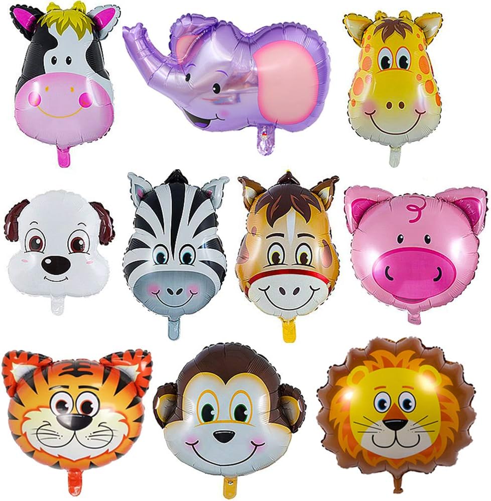 Jungle Safari Balloons,10PCS Gifts for Kids Party Decorations Balloons, Animals Foil Balloons Theme Birthday Decorations,Zoo Balloons Set for Baby Shower Decorations,Wedding Graduation Party Supplies