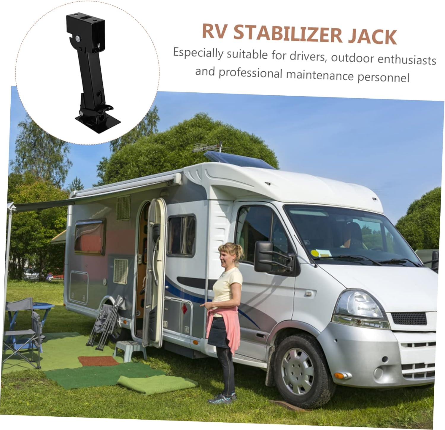 Luxshiny 2Pcs Trailer Stabilizer Jack Stand Heavy Duty Steel Support Tool for and Trailer Maintenance