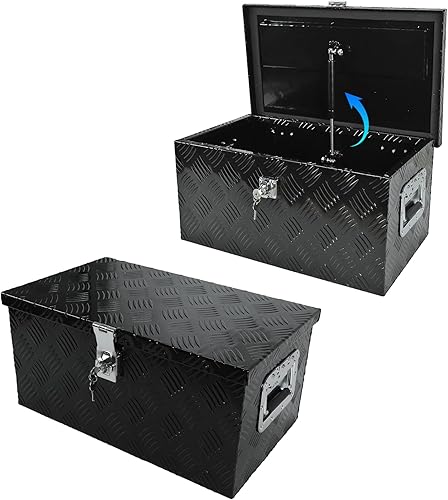 Miniatura 3 de VOWAGH Caja de herramientas de aluminio resistente de 39 x 16.5 x 12 pulgadas, caja de herramientas de 5 barras, con patrón de banda de rodadura