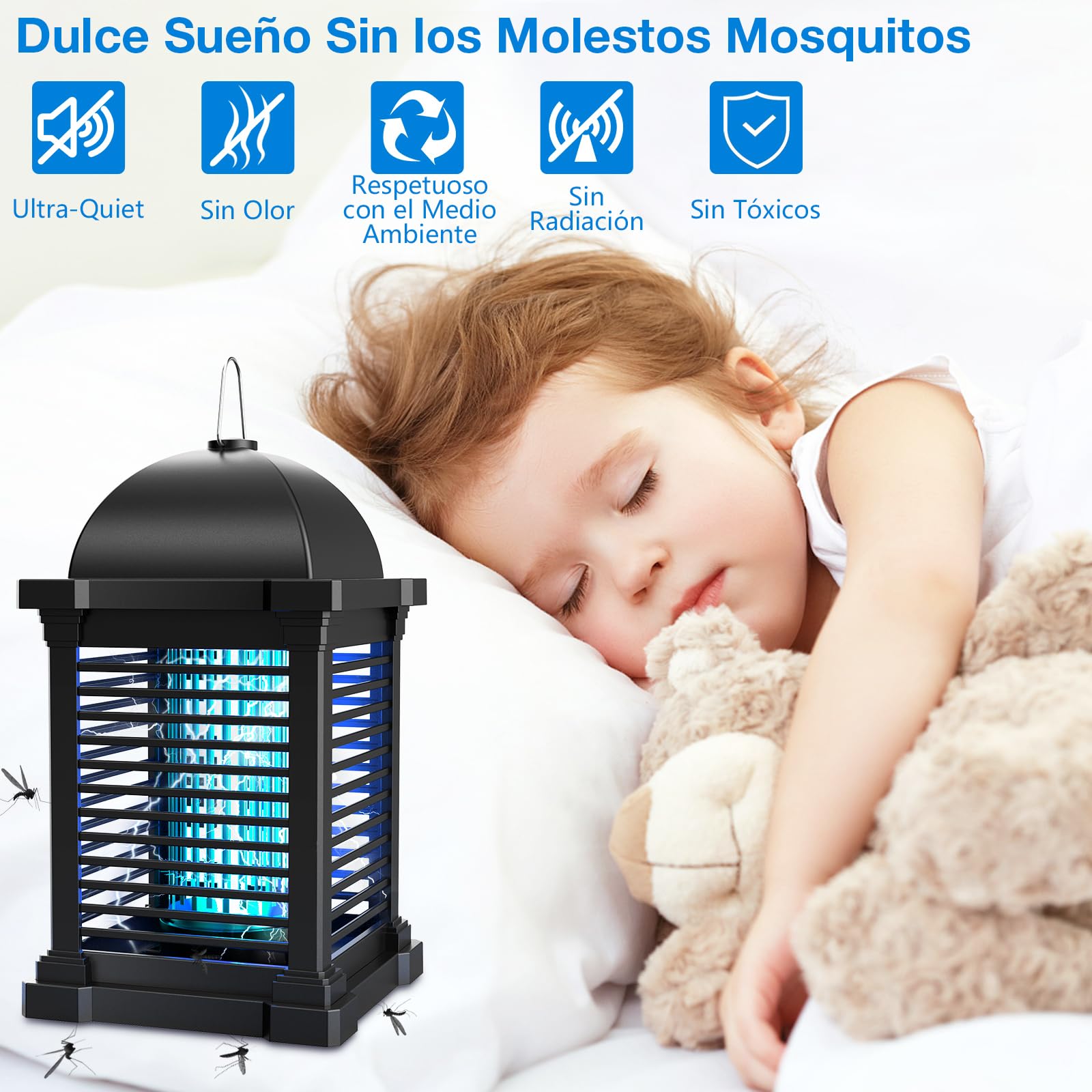 PALONE Lampara Antimosquitos 20W 4300V Antimosquitos Electrico para Repeler Polillas y Moscas, IPX4 Mata Mosquitos Electrico Efectivo de 100 m², Atrapa Moscas para Interior y Exterior