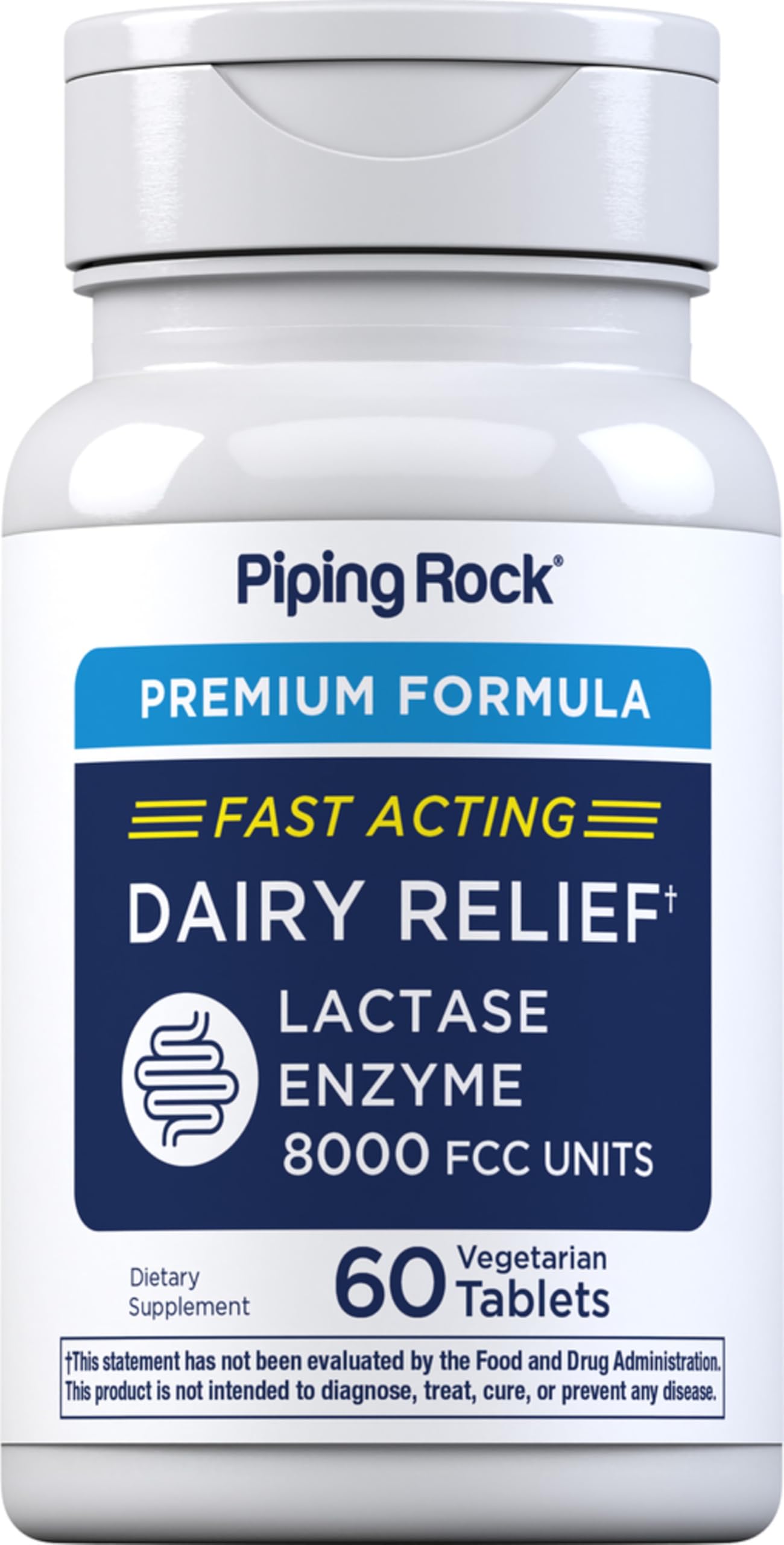 Piping Rock Fast Acting Lactase Enzyme | 8000 FCC | 60 Tablets